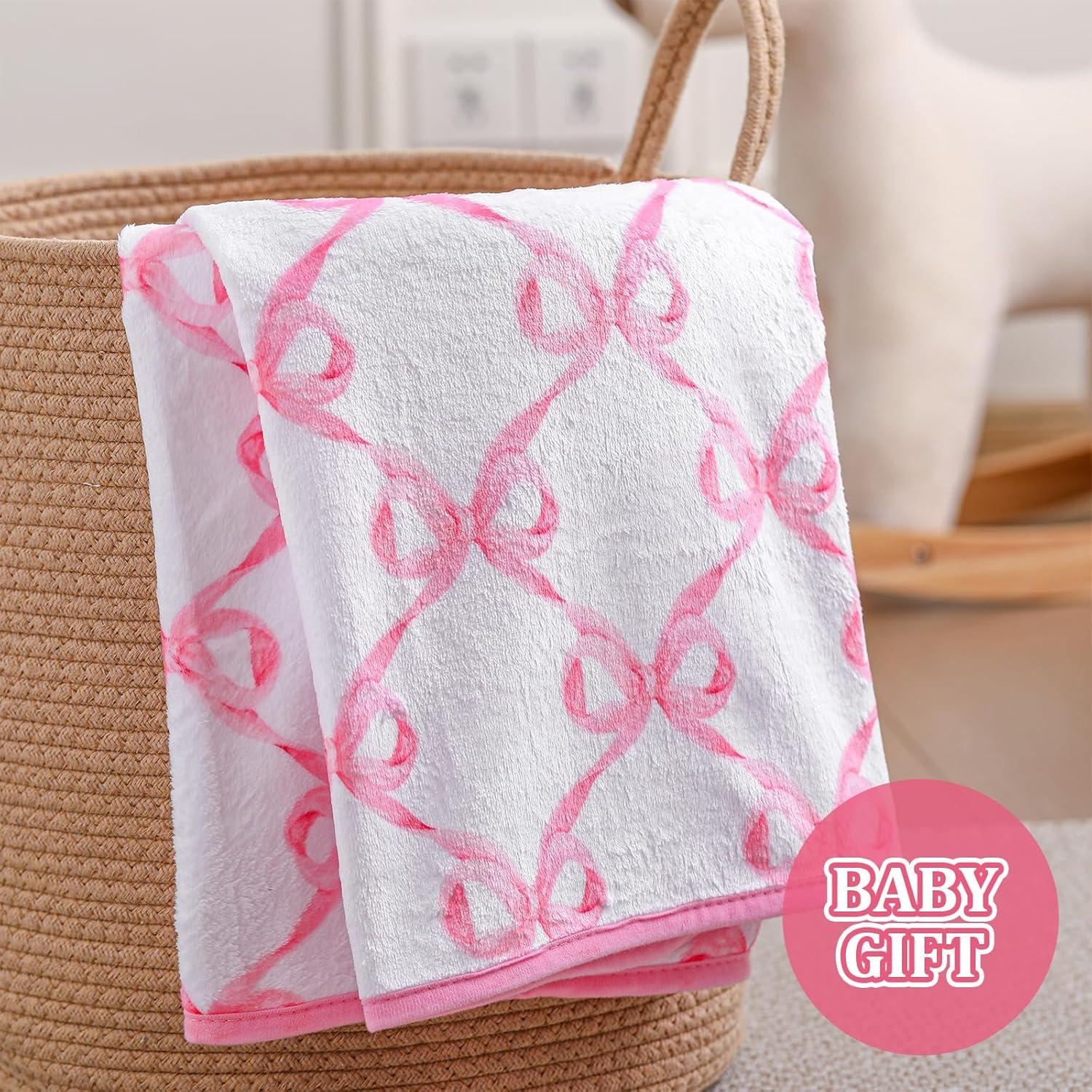 Manta para Bebé Breling con Lazo Rosa 76x102 cm Franela Suave