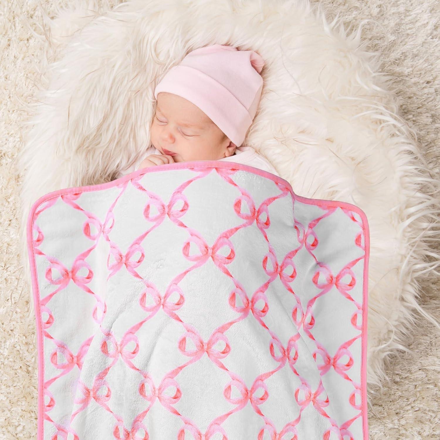 Manta para Bebé Breling con Lazo Rosa 76x102 cm Franela Suave