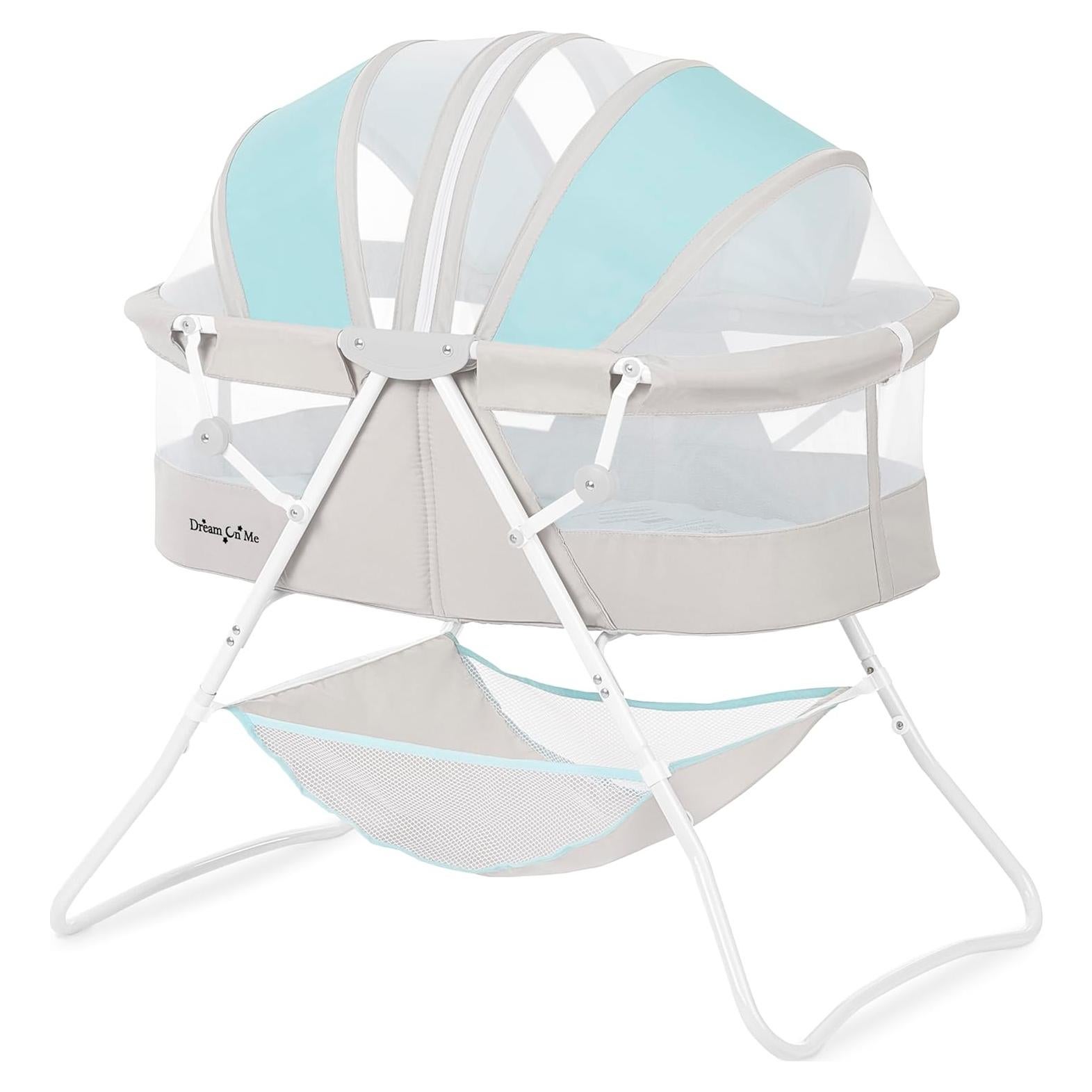 Cuna Portátil Dream On Me Karley Azul y Gris, Ligera y Ajustable