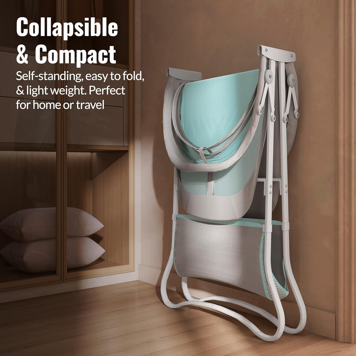 Cuna Portátil Dream On Me Karley Azul y Gris, Ligera y Ajustable