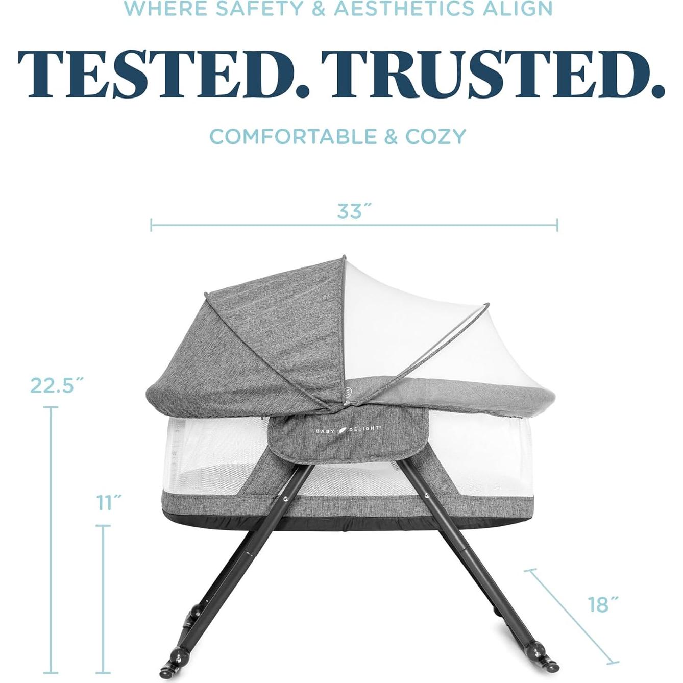 Cuna Mecedora Portátil Baby Delight Slumber Tweed Carbón