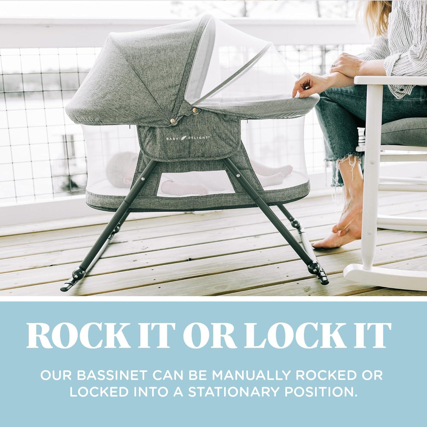 Cuna Mecedora Portátil Baby Delight Slumber Tweed Carbón