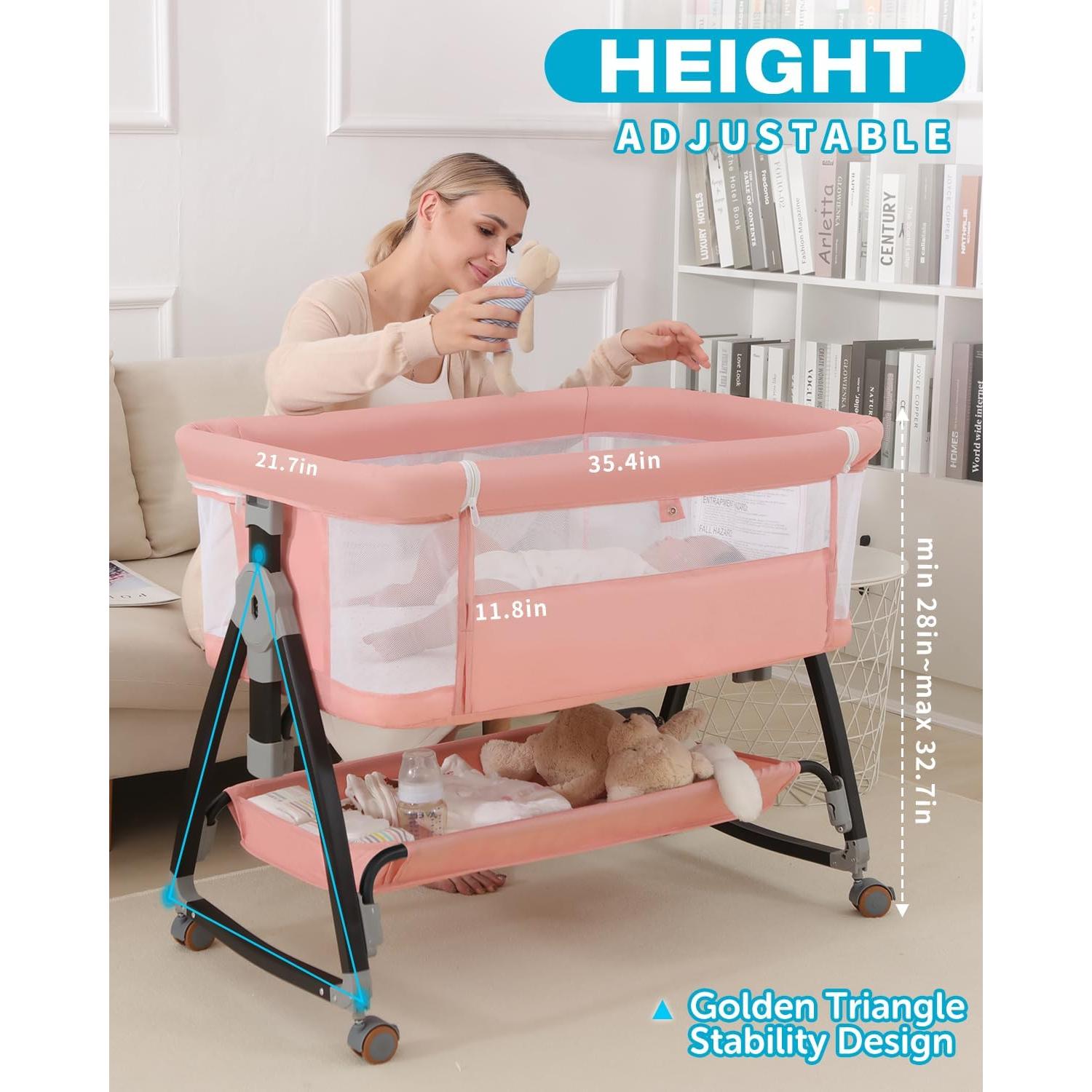 Cuna Lateral para Bebé Wayfong 3 en 1 Rosa 7.24 kg