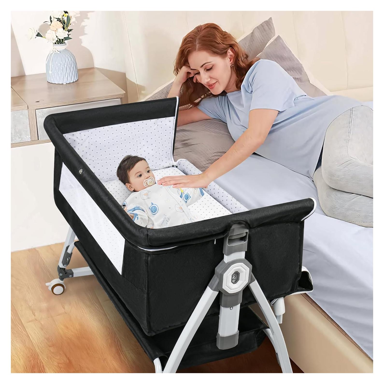 Cuna Balanceadora 3 en 1 VOOI Gris Oscuro con Ruedas