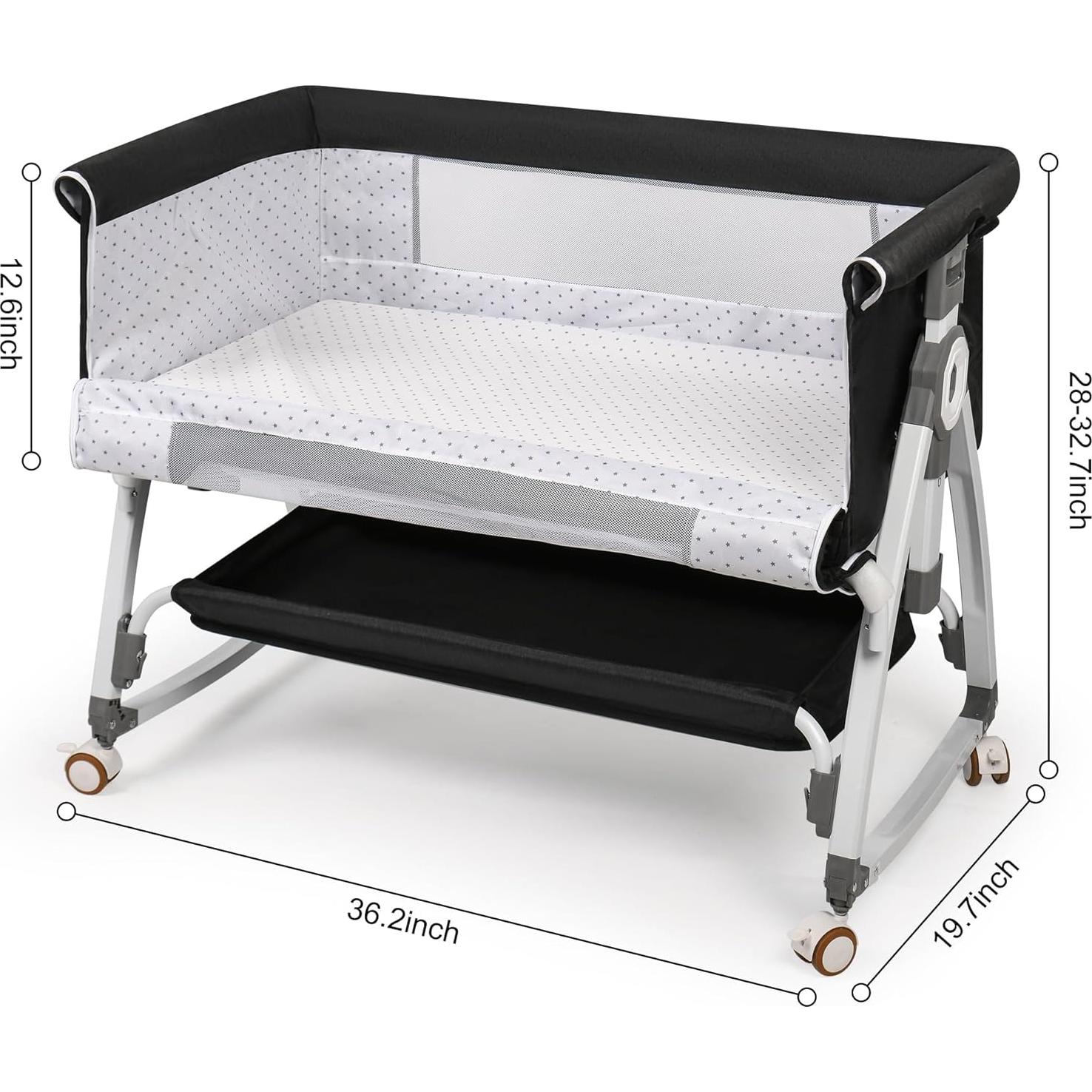 Cuna Balanceadora 3 en 1 VOOI Gris Oscuro con Ruedas