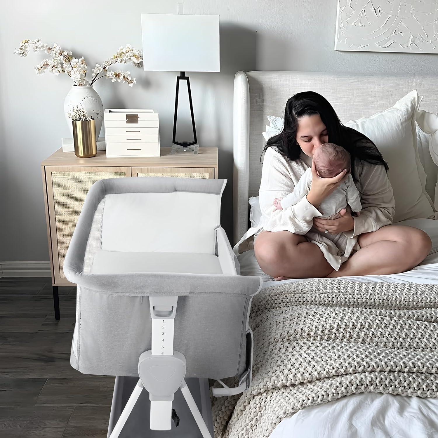 Cuna de Lado Cowiewie P-800L Ajustable 7 Alturas Gris