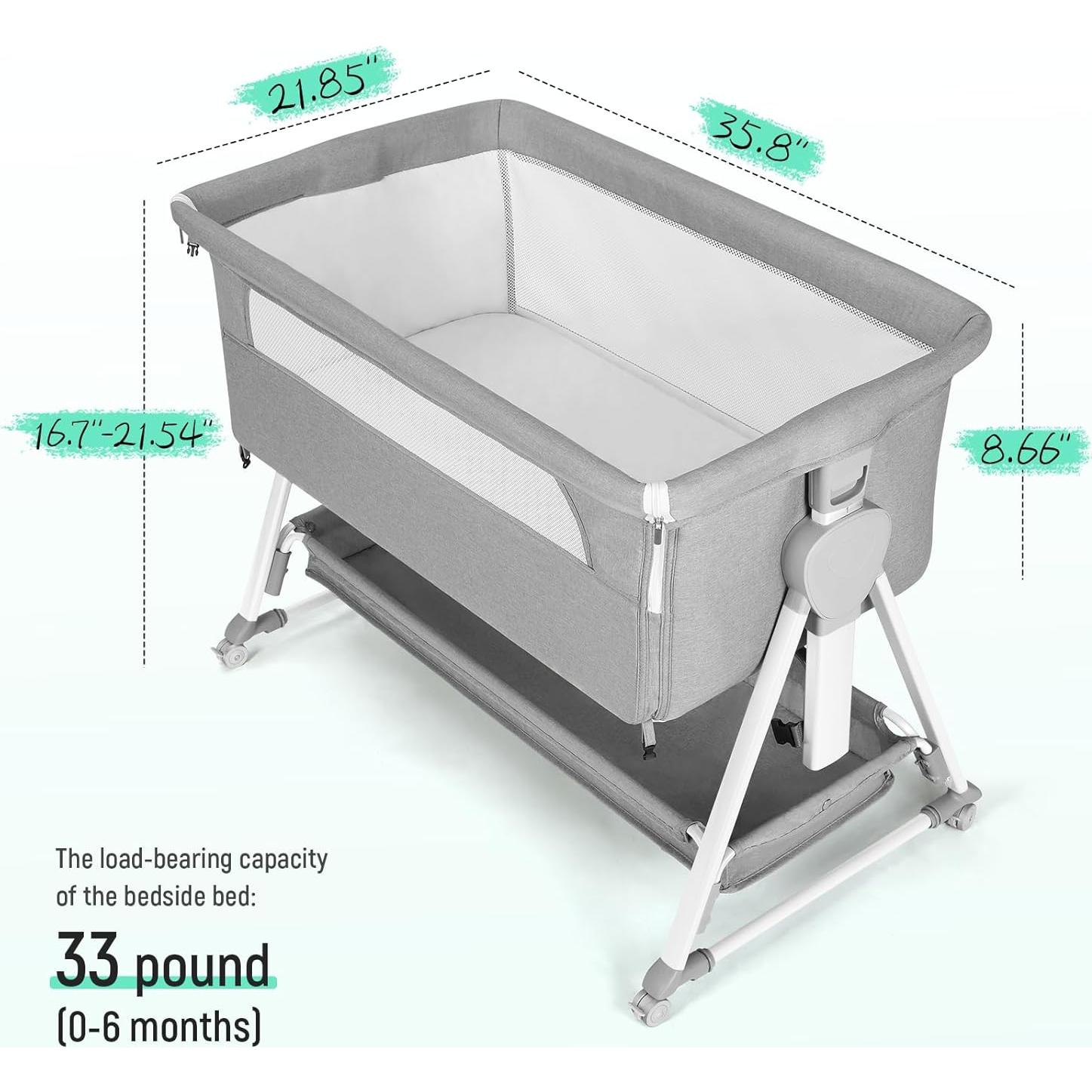 Cuna de Lado Cowiewie P-800L Ajustable 7 Alturas Gris