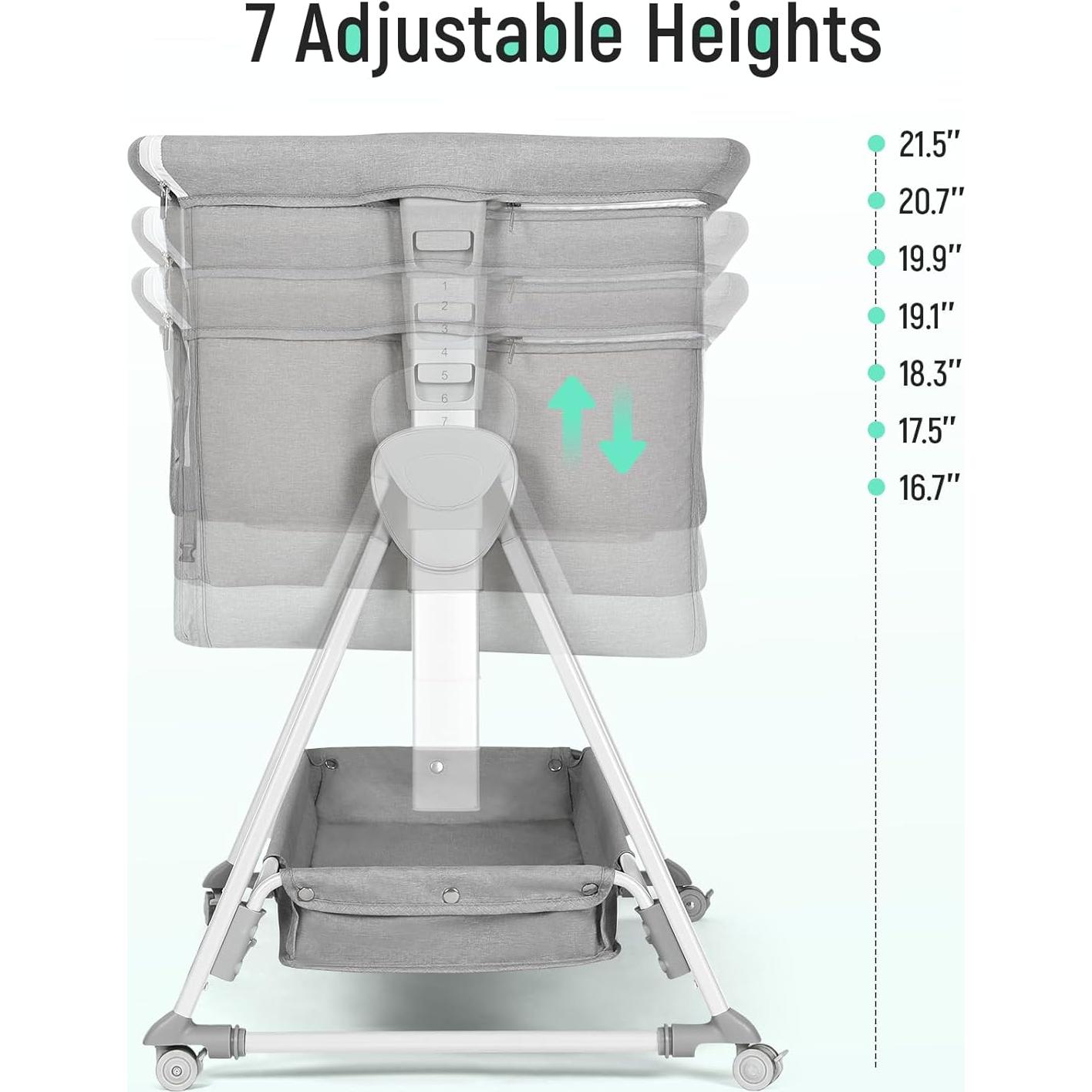 Cuna de Lado Cowiewie P-800L Ajustable 7 Alturas Gris