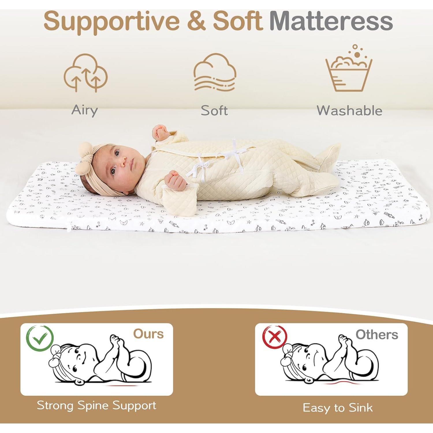 Cuna Lateral 4 en 1 OHFLY Gris Oscuro Plegable con Ruedas