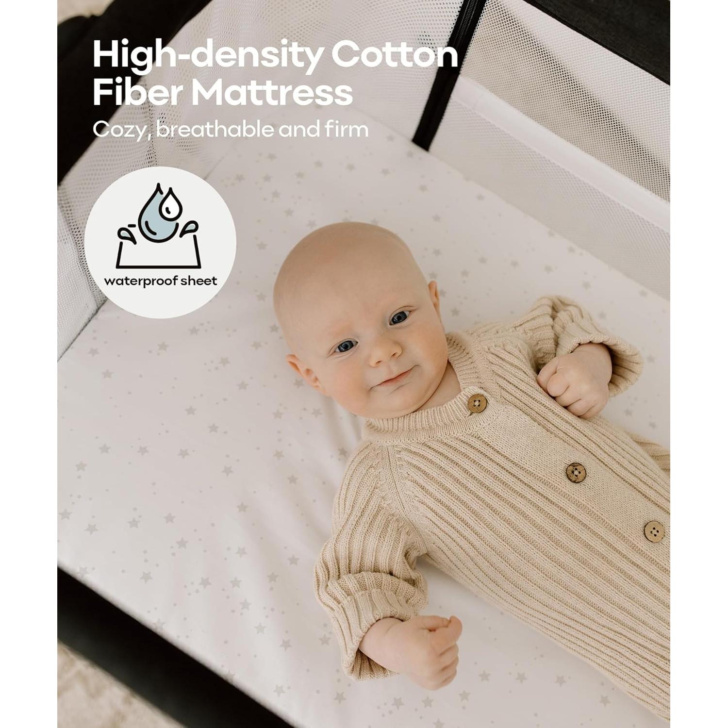 Cuna de Lado Fodoss para Bebés con Ruedas y Almacenamiento