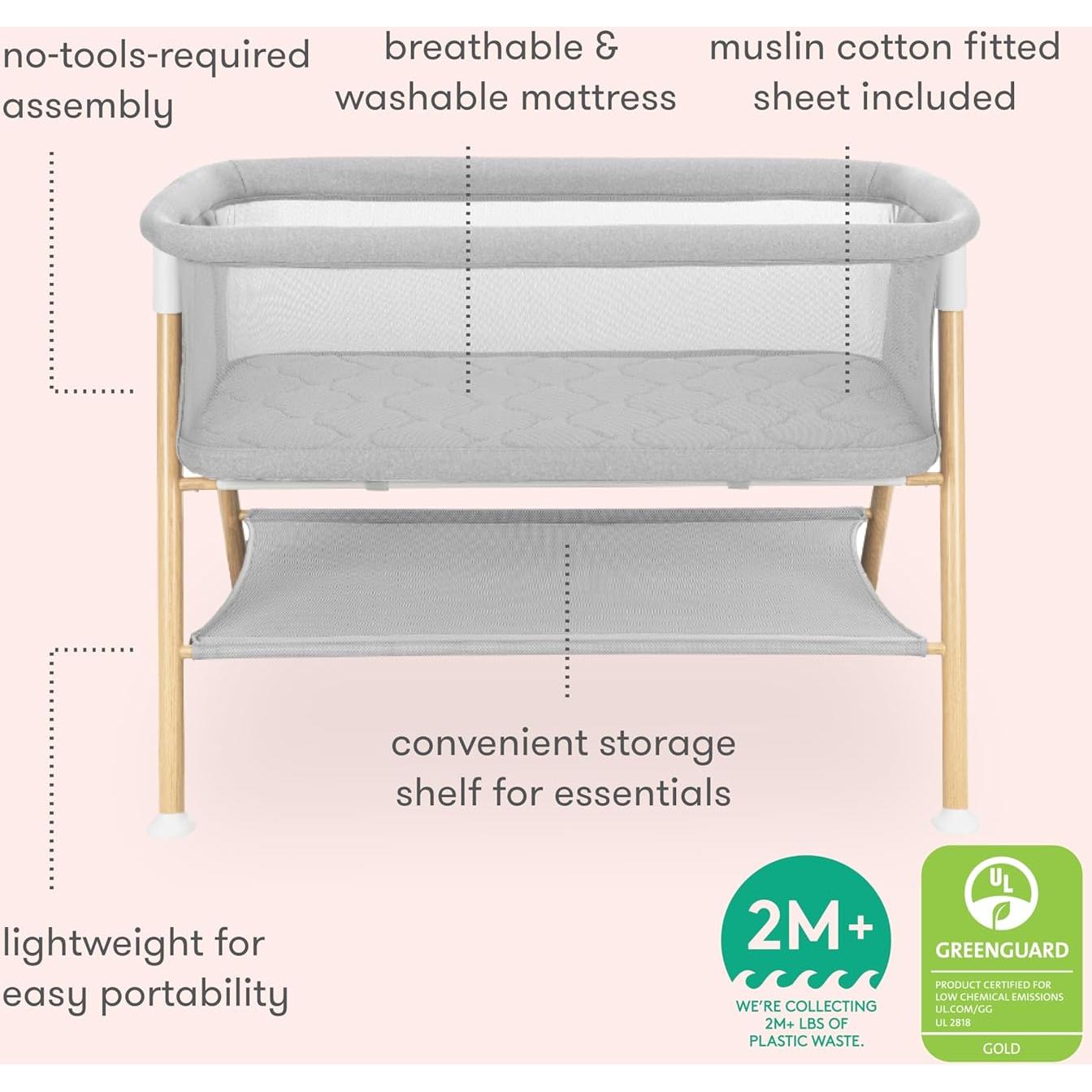 Cuna Esencial Newton Gris con Colchón Transpirable 98.4x67.3cm