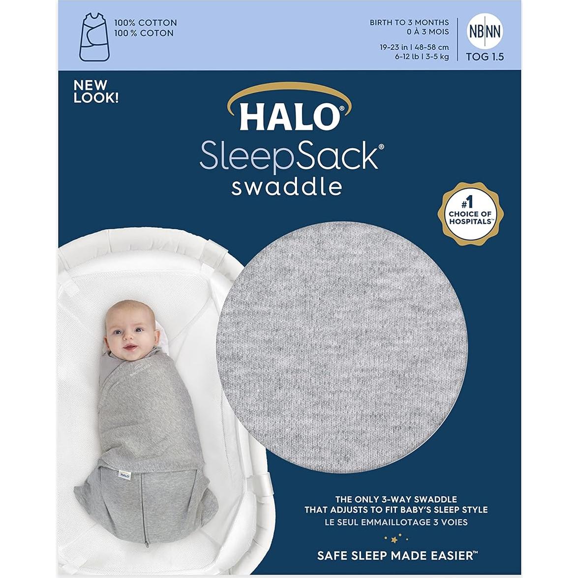 Saco de Sueño HALO Algodón 100% Ajustable TOG 1.5 Gris Pequeño