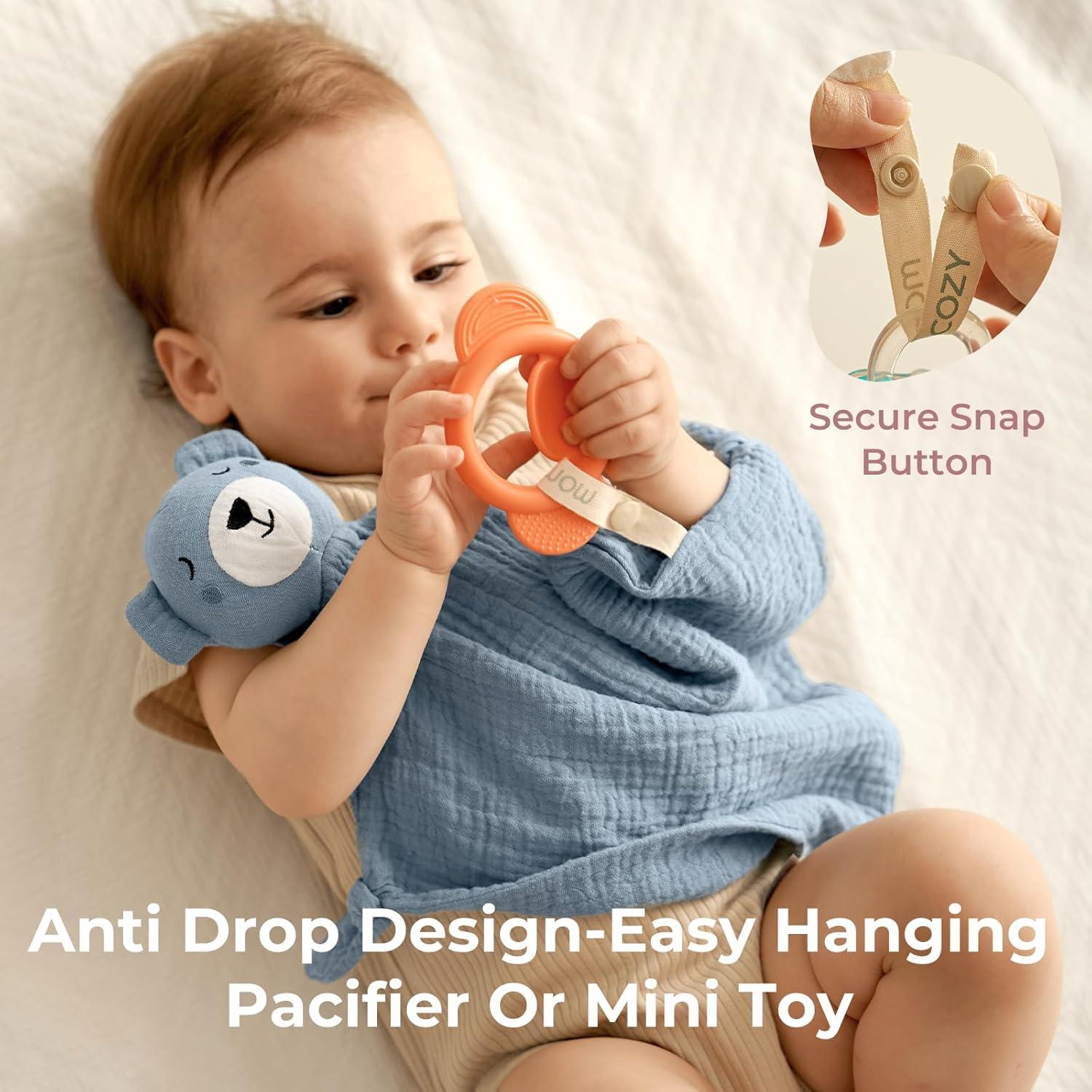 Osito de Peluche Momcozy 100% Algodón para Bebés - Manta de Seguridad Azul 35.56 cm