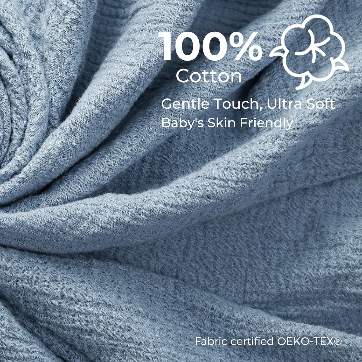 Osito de Peluche Momcozy 100% Algodón para Bebés - Manta de Seguridad Azul 35.56 cm