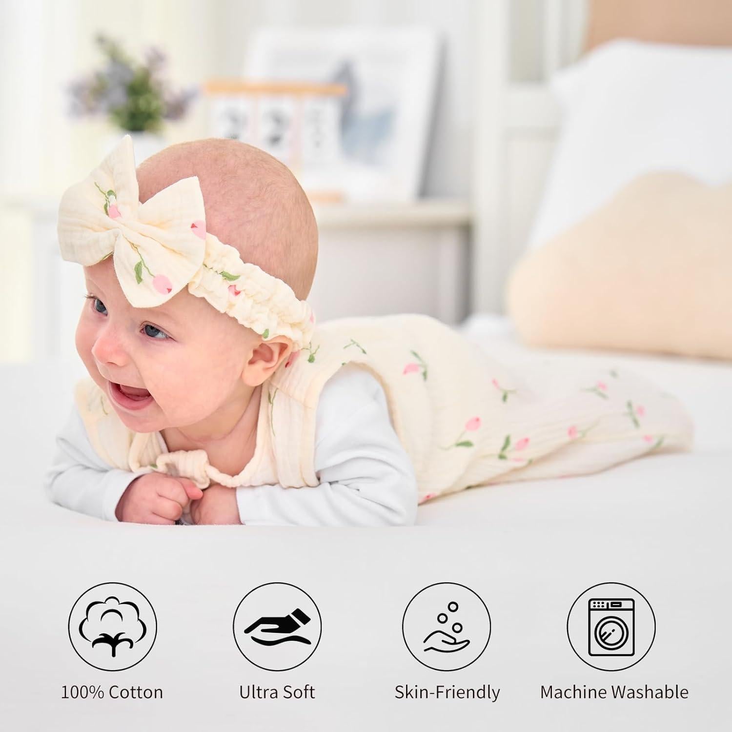 Conjunto Saco de Dormir Muselina 4 Piezas Synrroe 0-6 Meses