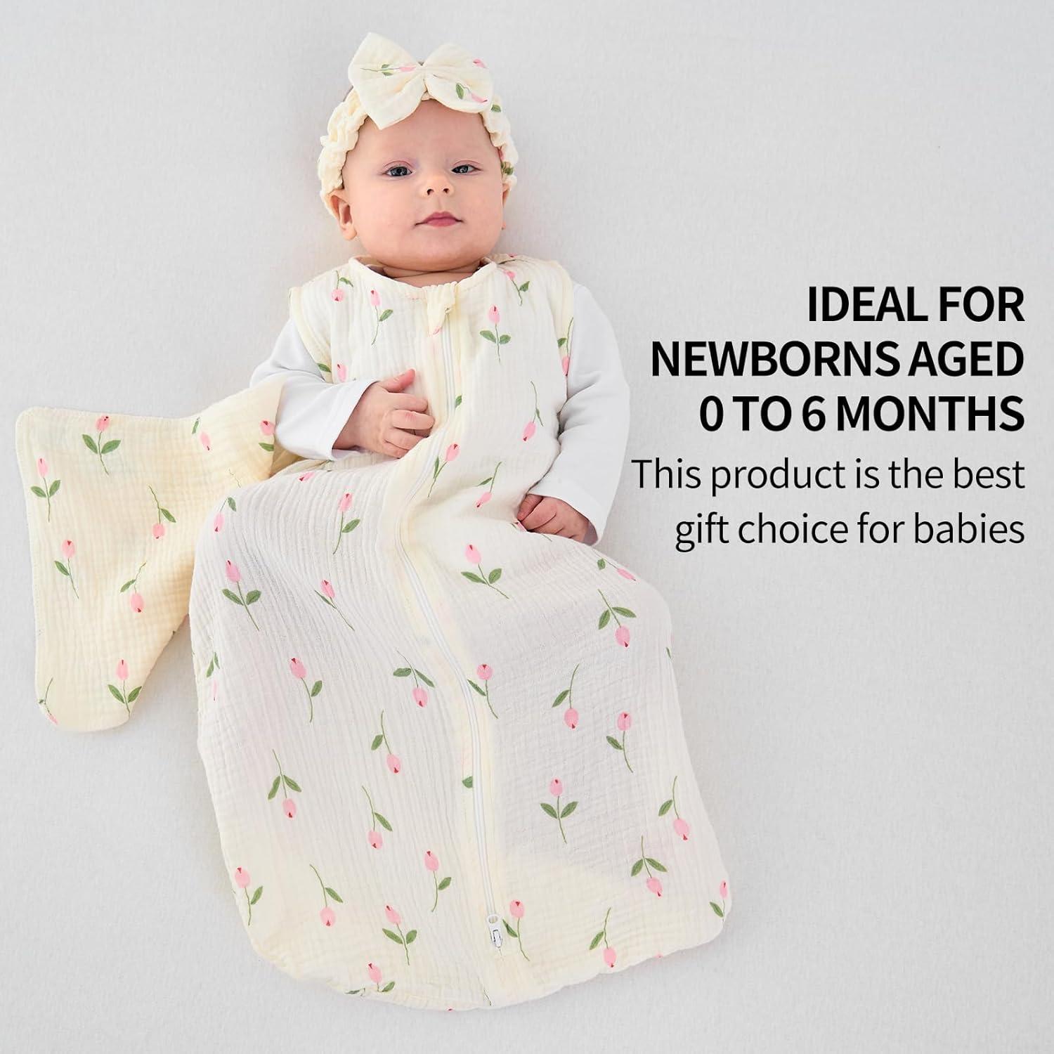 Conjunto Saco de Dormir Muselina 4 Piezas Synrroe 0-6 Meses