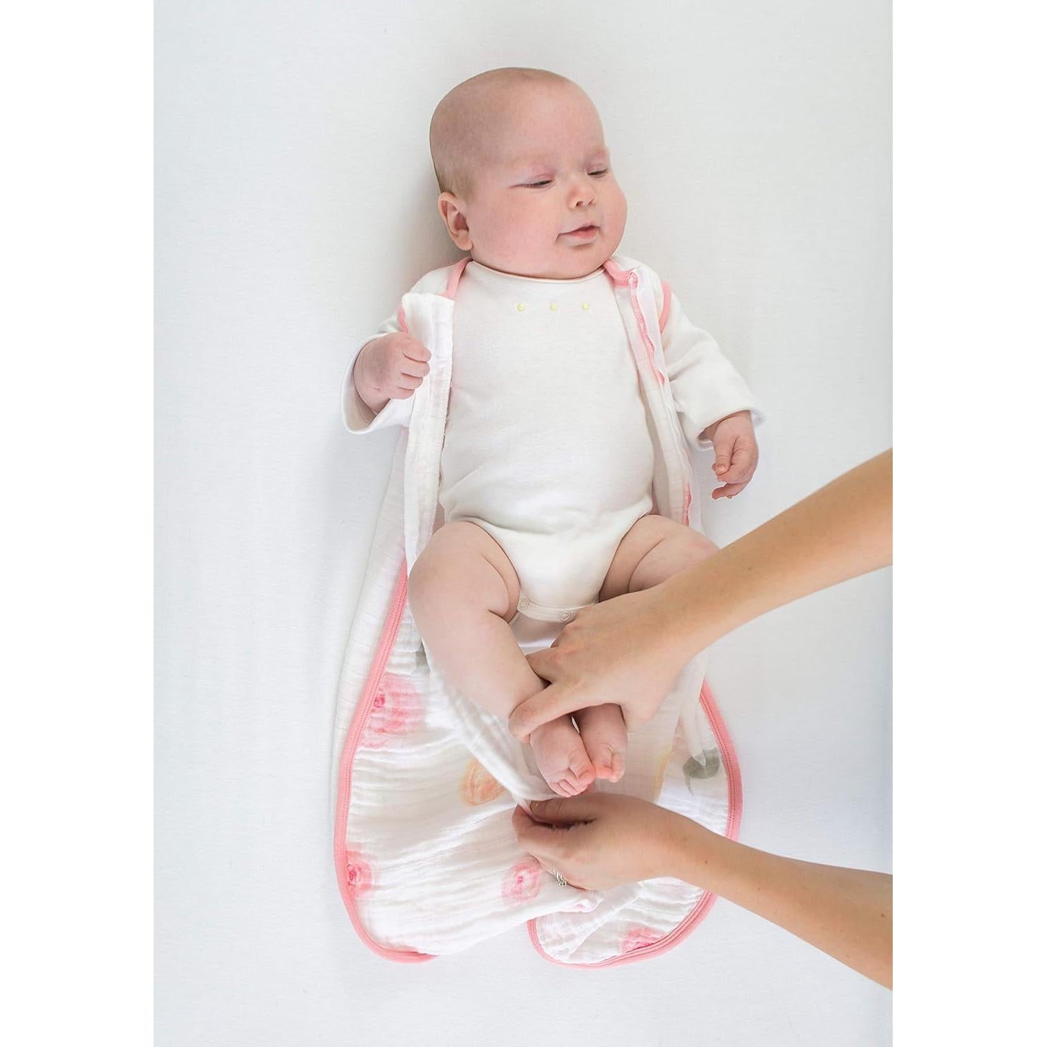 Saco de dormir de muselina SwaddleDesigns grande rosas acuarela 12-18 meses