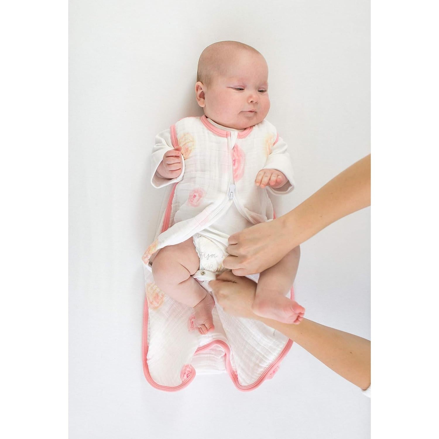 Saco de dormir de muselina SwaddleDesigns grande rosas acuarela 12-18 meses