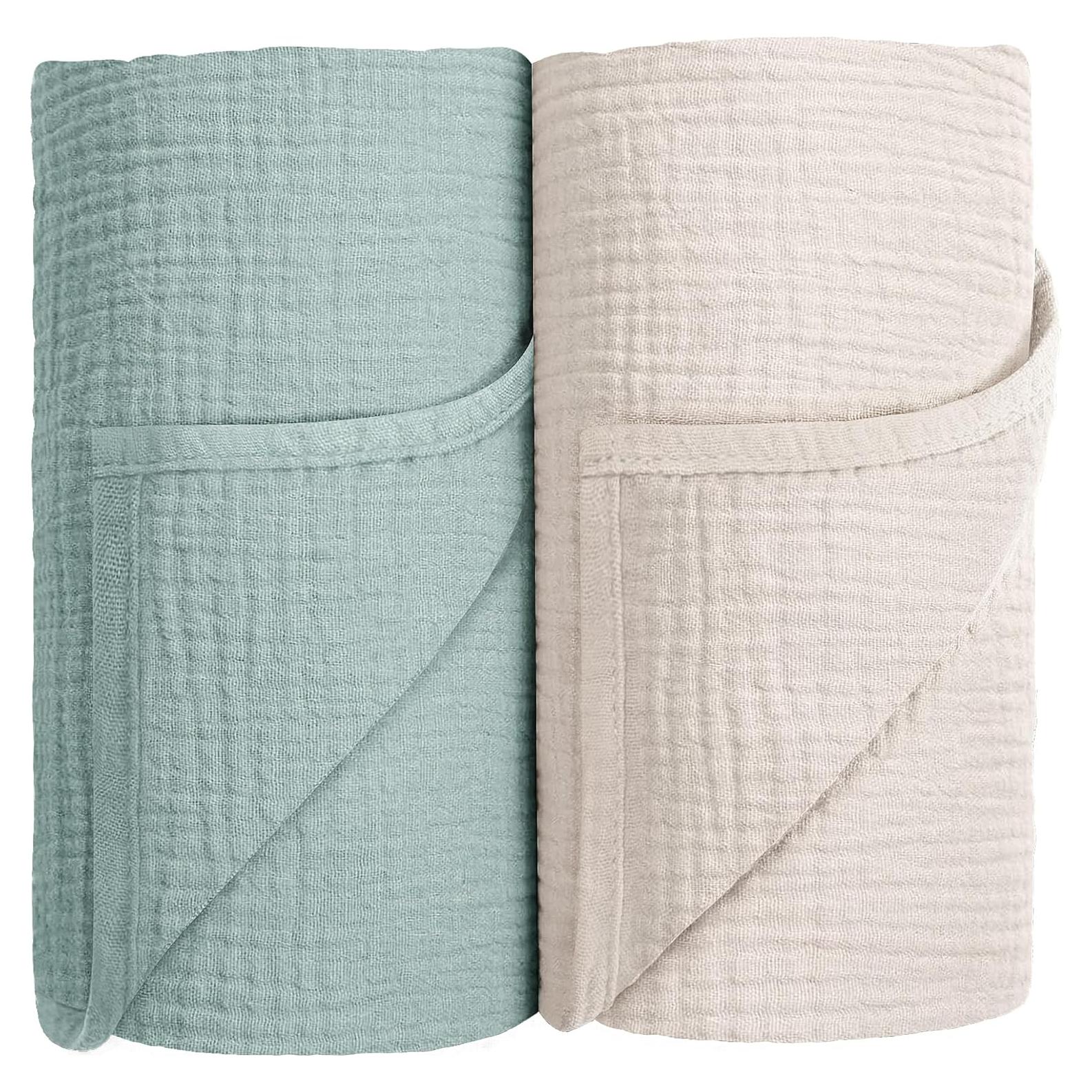 Manta de Muselina Susurration 100% Algodón Verde Claro 2Pack