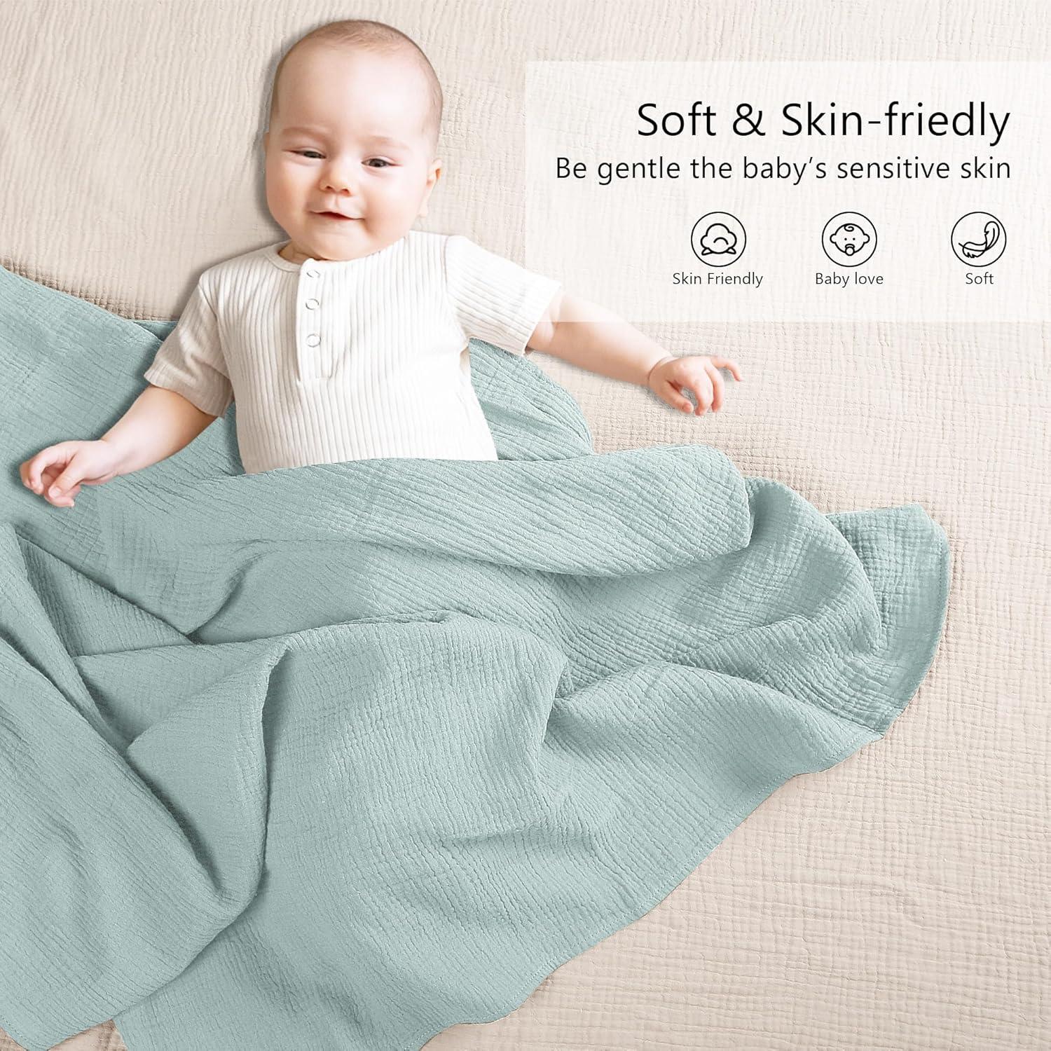 Manta de Muselina Susurration 100% Algodón Verde Claro 2Pack