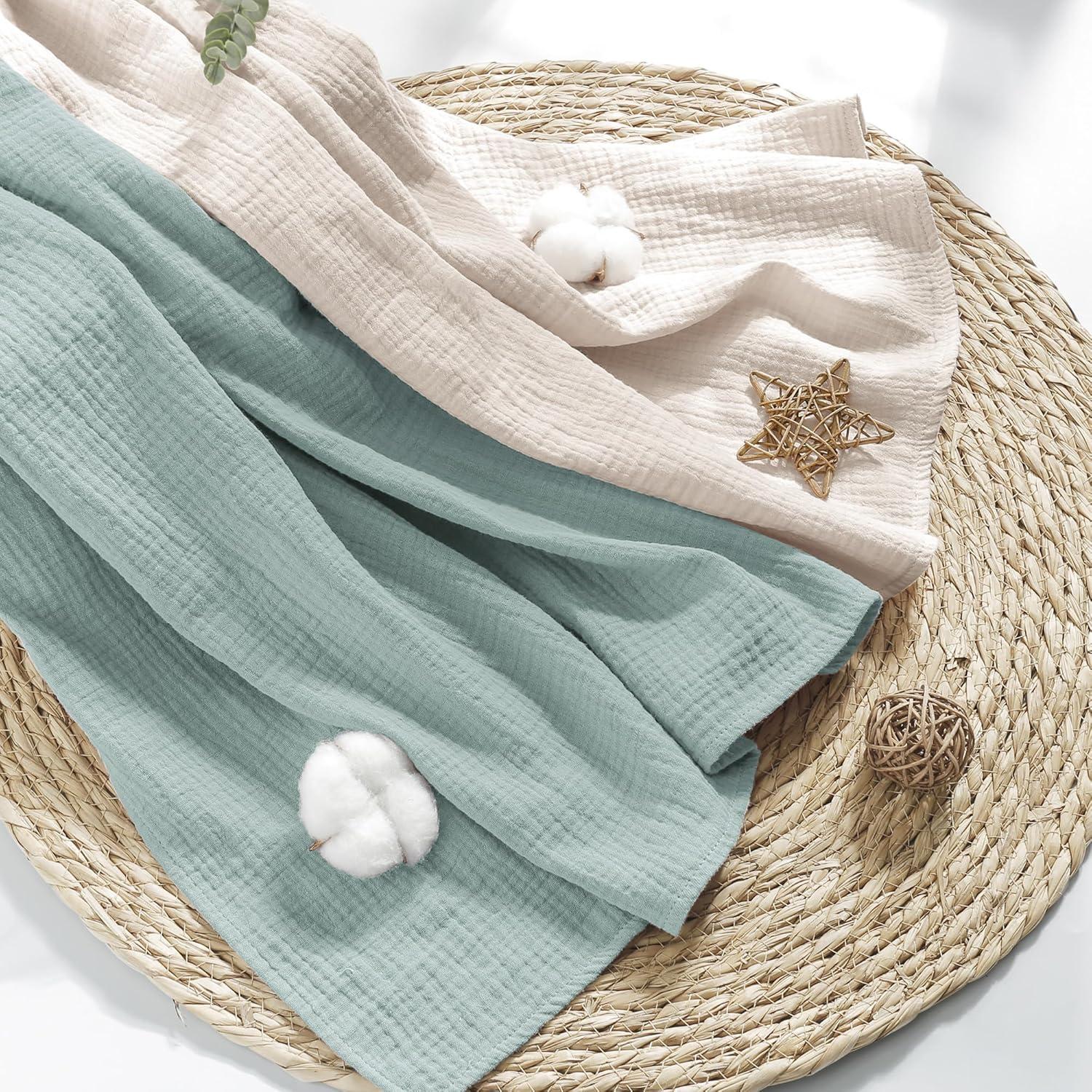 Manta de Muselina Susurration 100% Algodón Verde Claro 2Pack