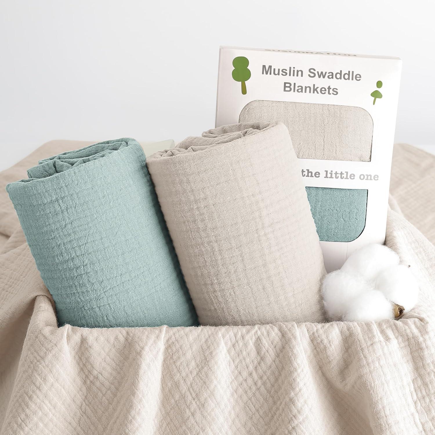 Manta de Muselina Susurration 100% Algodón Verde Claro 2Pack