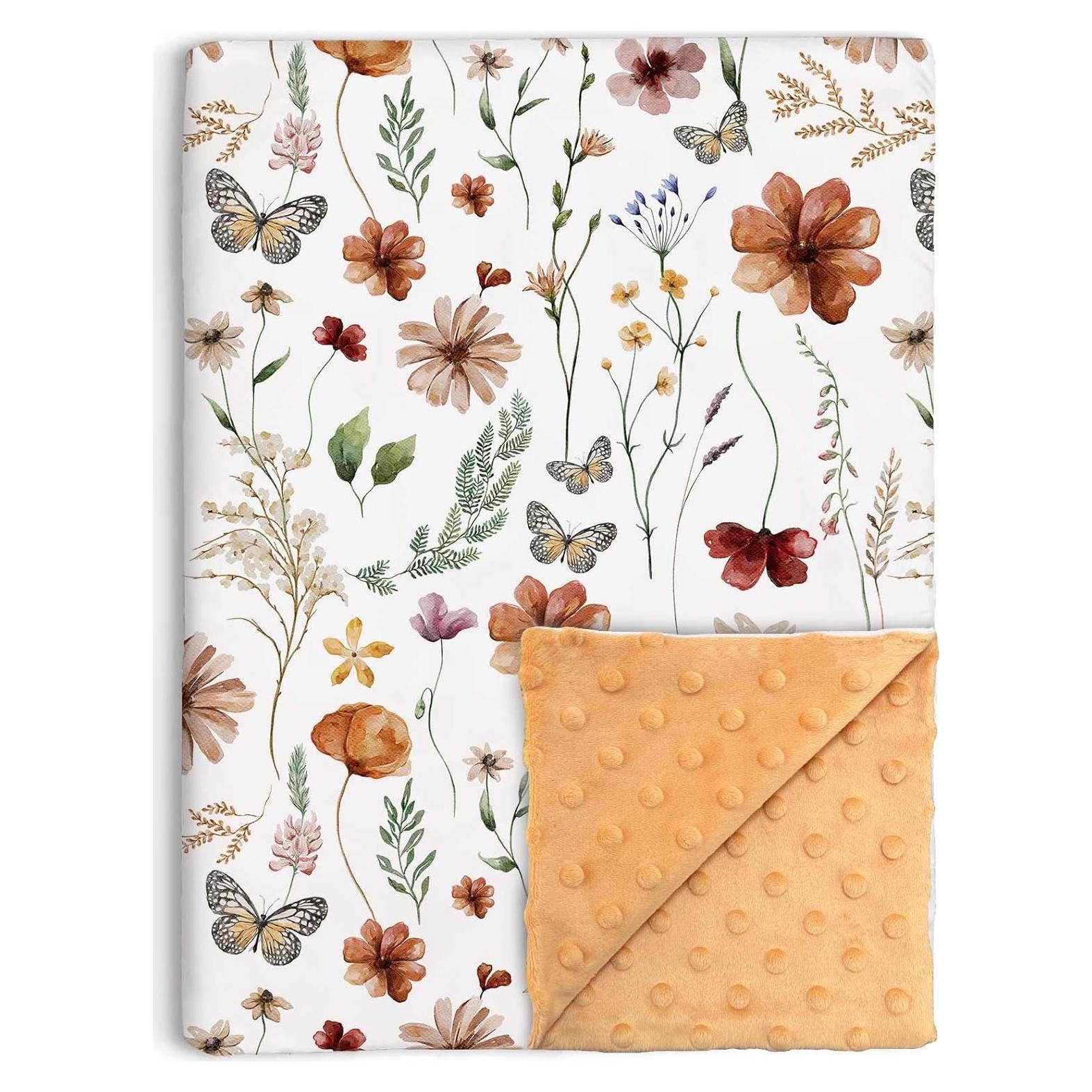 Manta de Bebé Buerhanerry Floral 76x102cm Doble Capa