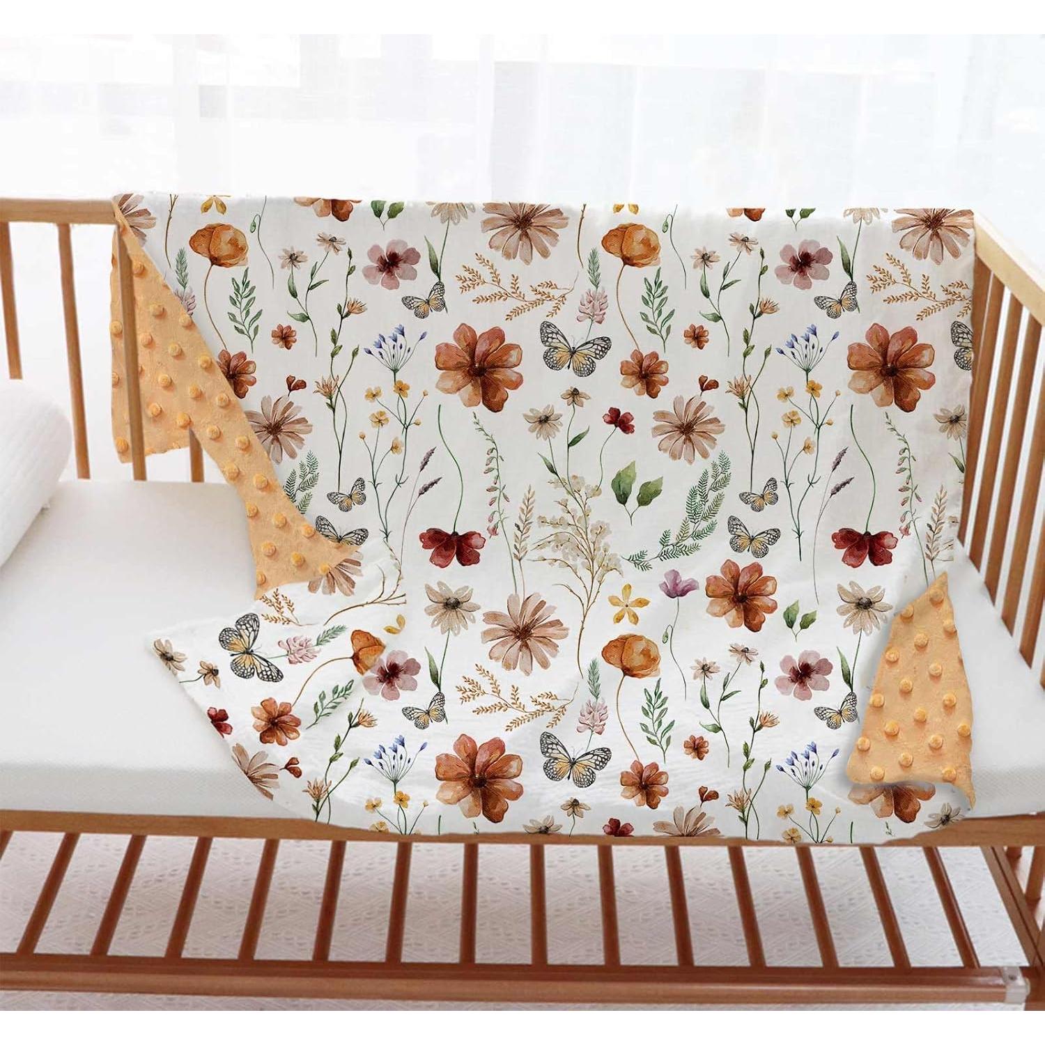 Manta de Bebé Buerhanerry Floral 76x102cm Doble Capa