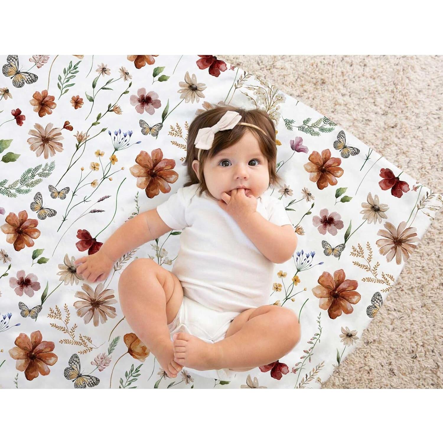 Manta de Bebé Buerhanerry Floral 76x102cm Doble Capa