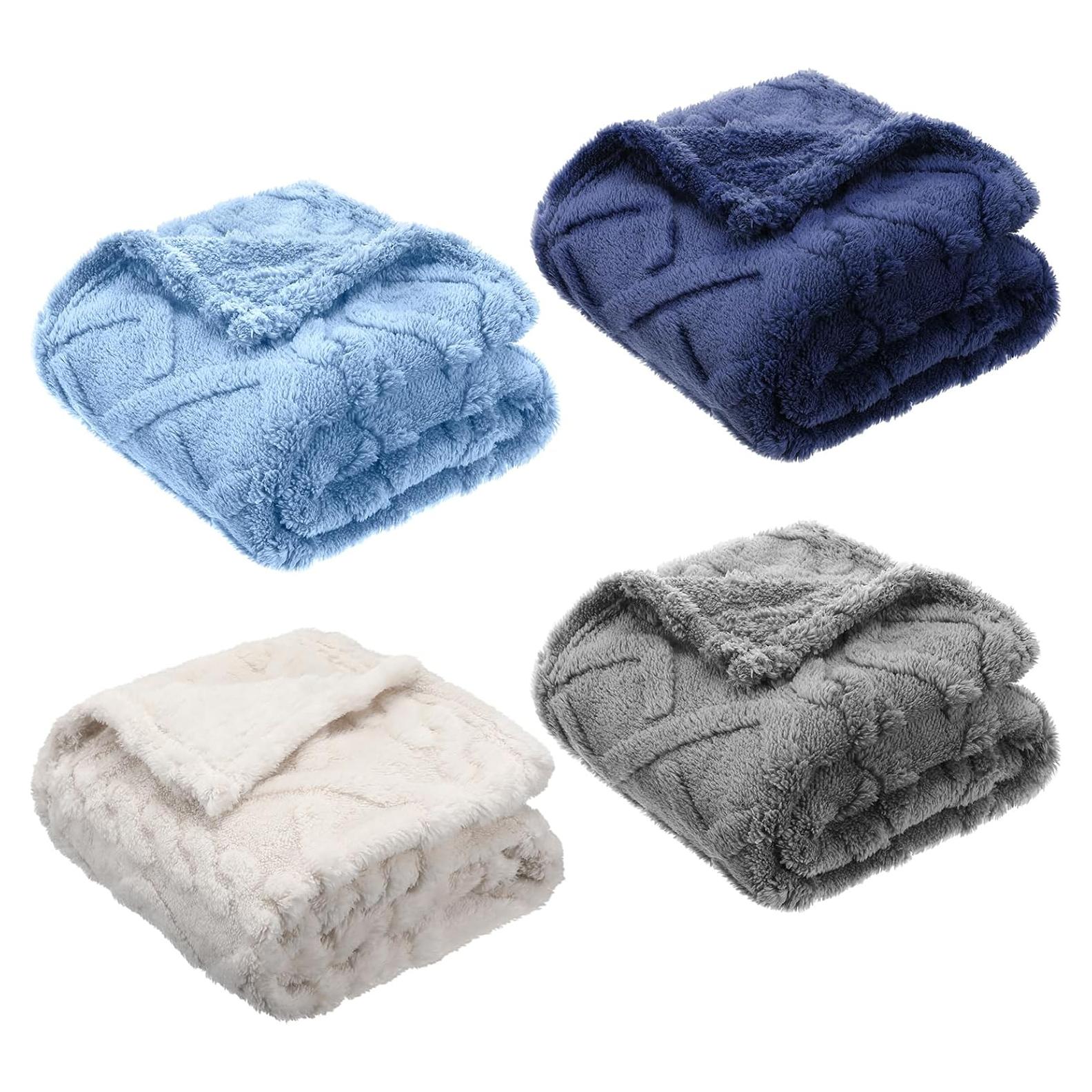 4 Mantas de Forro Polar VitalCozy 76x102 cm Azul para Bebés