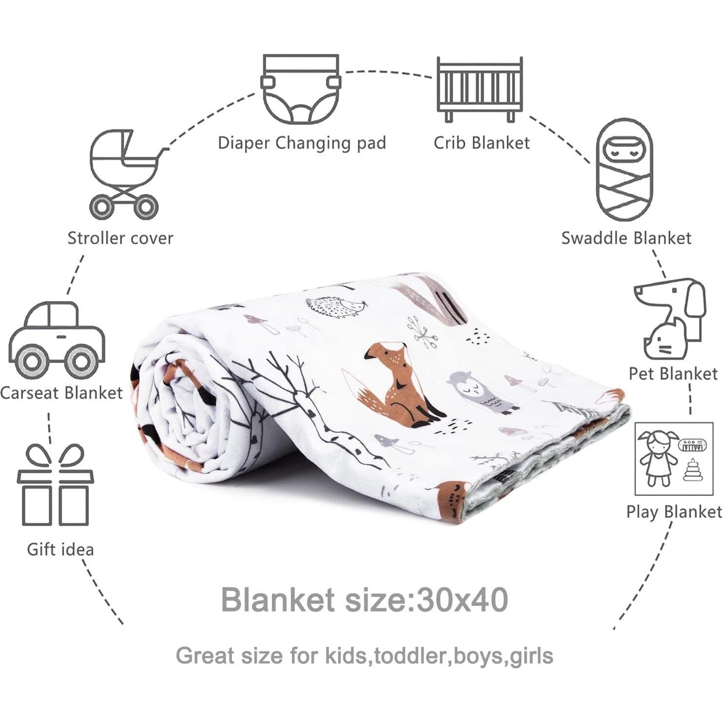 Manta para Bebés HOMRITAR Suave Minky Zorros 75 x 100 cm