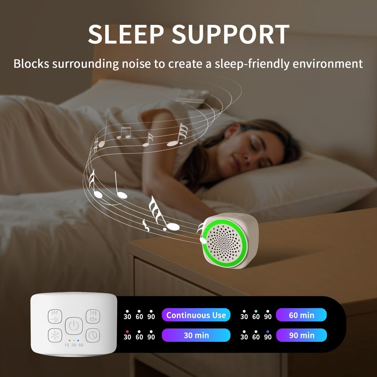 Máquina de Ruido Blanco Portátil Reglowlife - 26 Sonidos, Luz Nocturna