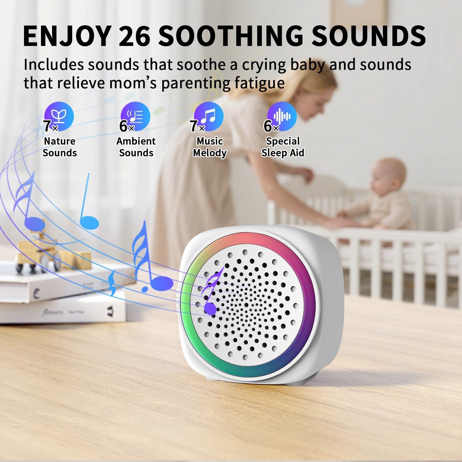 Máquina de Ruido Blanco Portátil Reglowlife - 26 Sonidos, Luz Nocturna