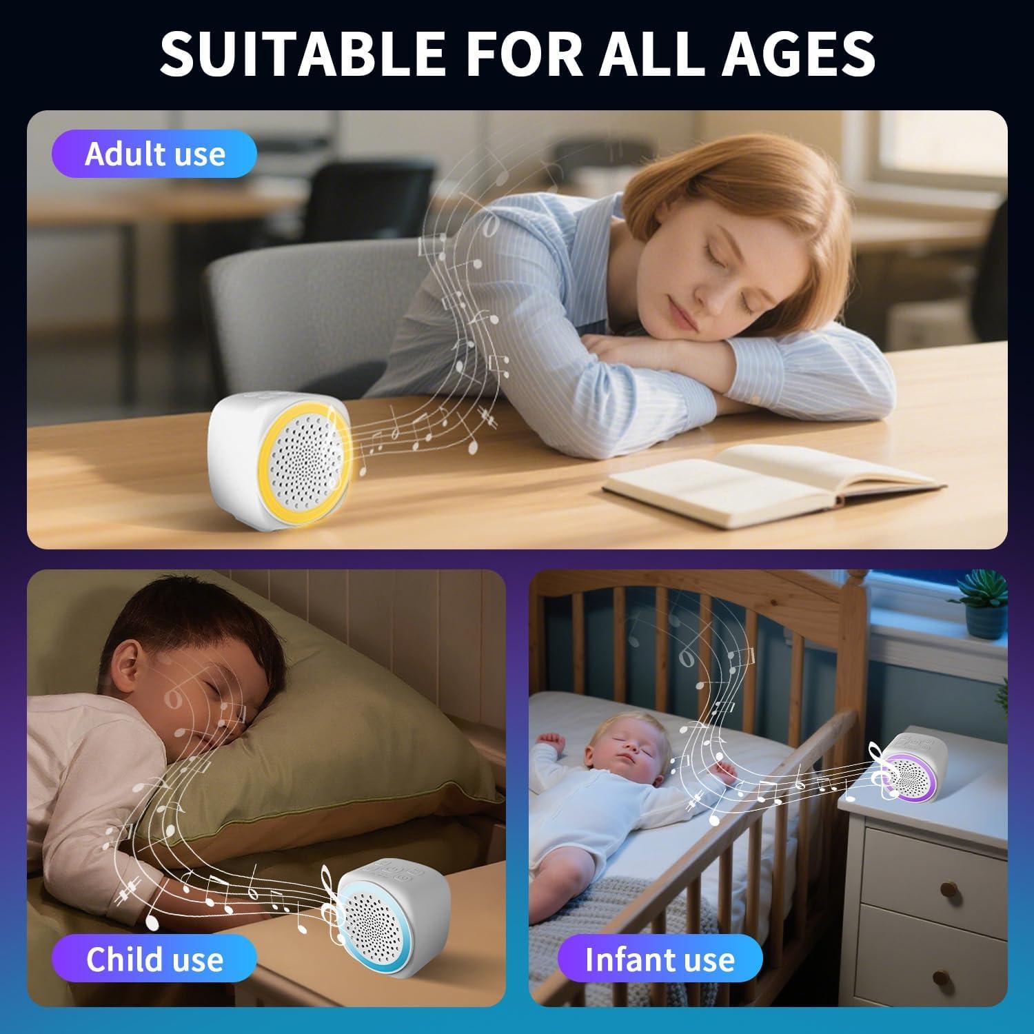 Máquina de Ruido Blanco Portátil Reglowlife - 26 Sonidos, Luz Nocturna