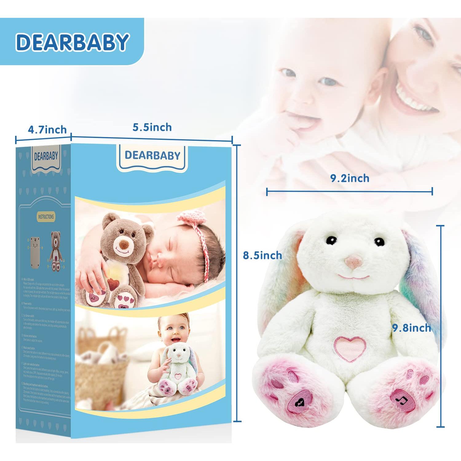 DEARBABY Soporte de Sueño para Bebés Conejo con Sonidos Calmantes