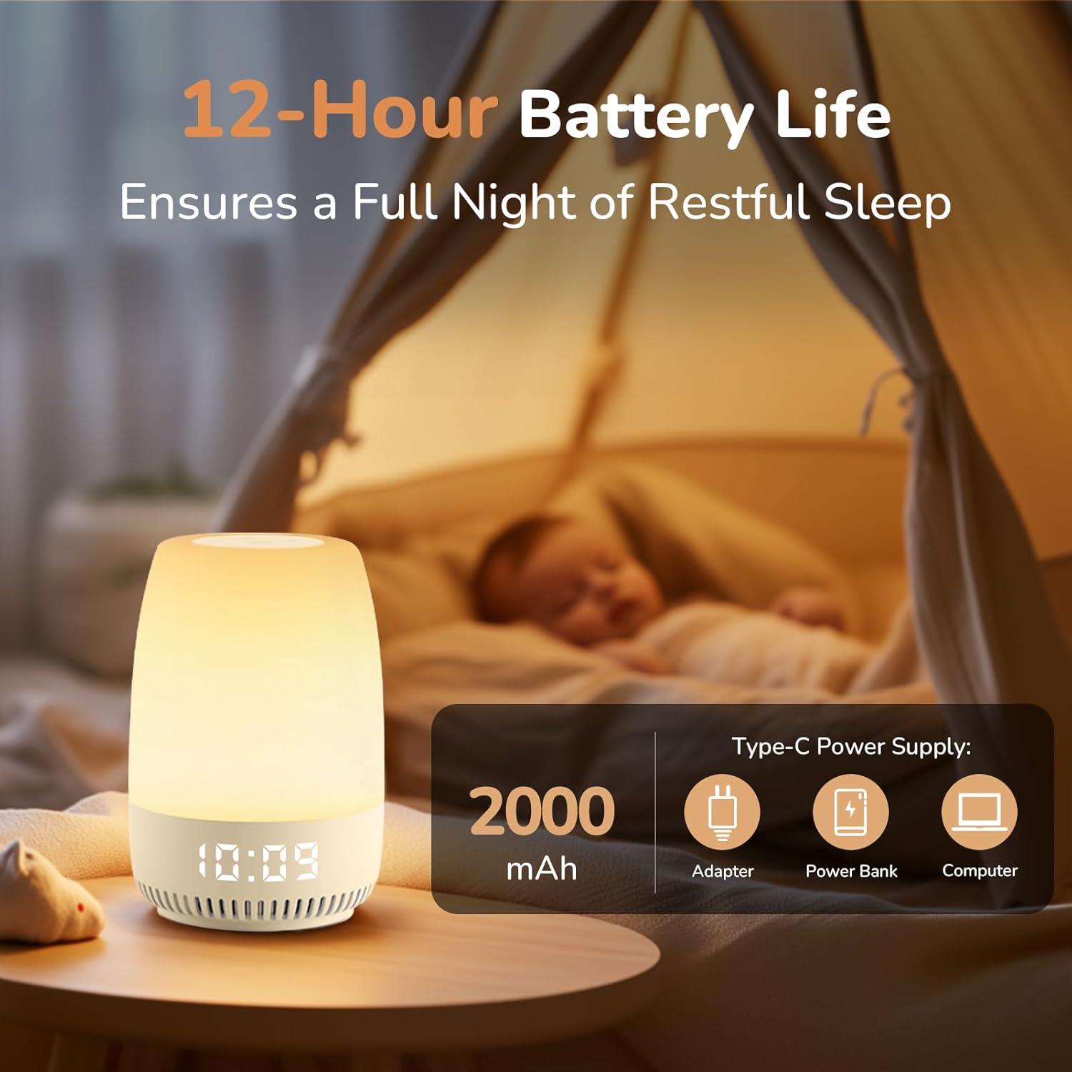 Luz Nocturna VIPDEER con Sonido Blanco y 12 Colores