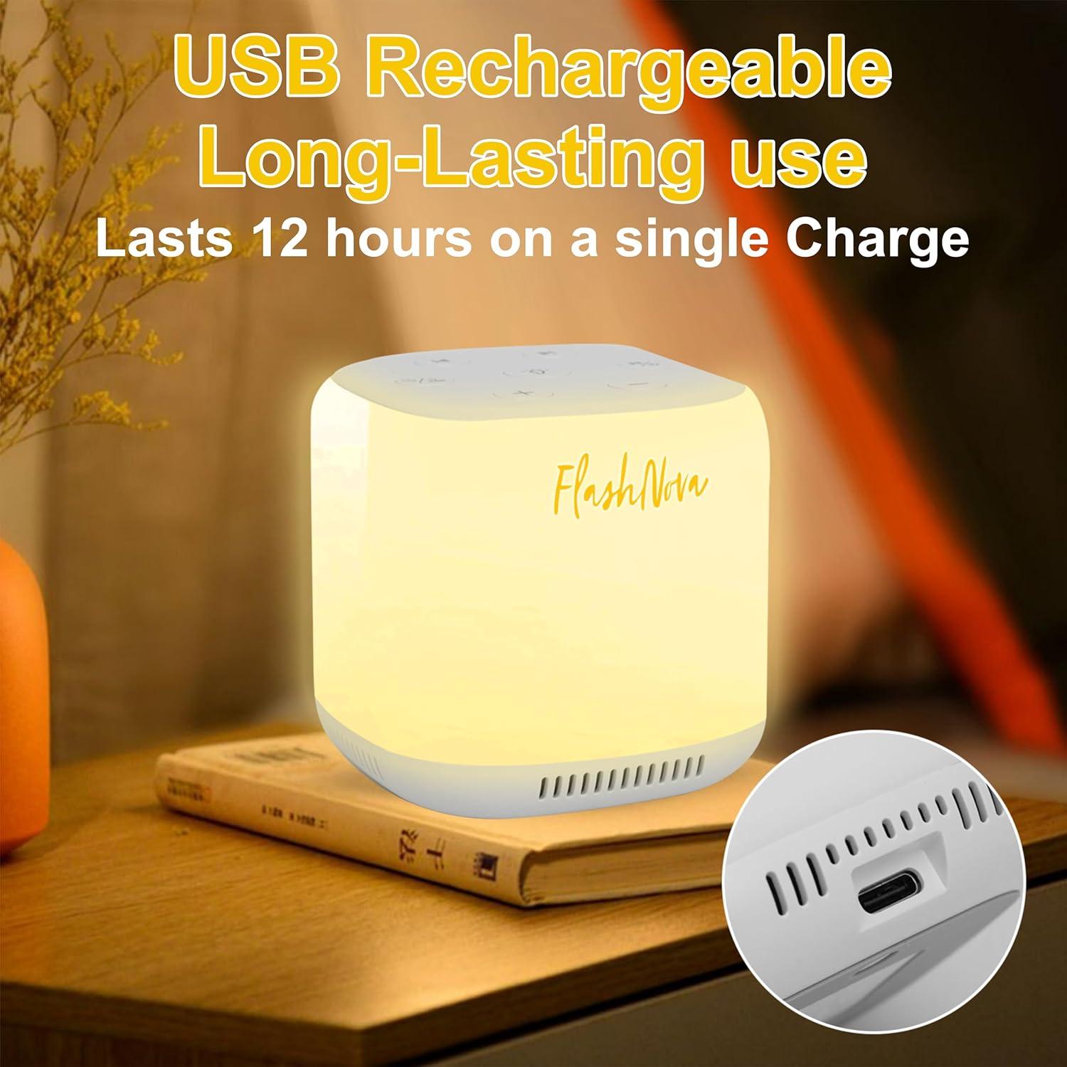 Máquina de Ruido Blanco FlashNova con Luz Nocturna - 34 Sonidos