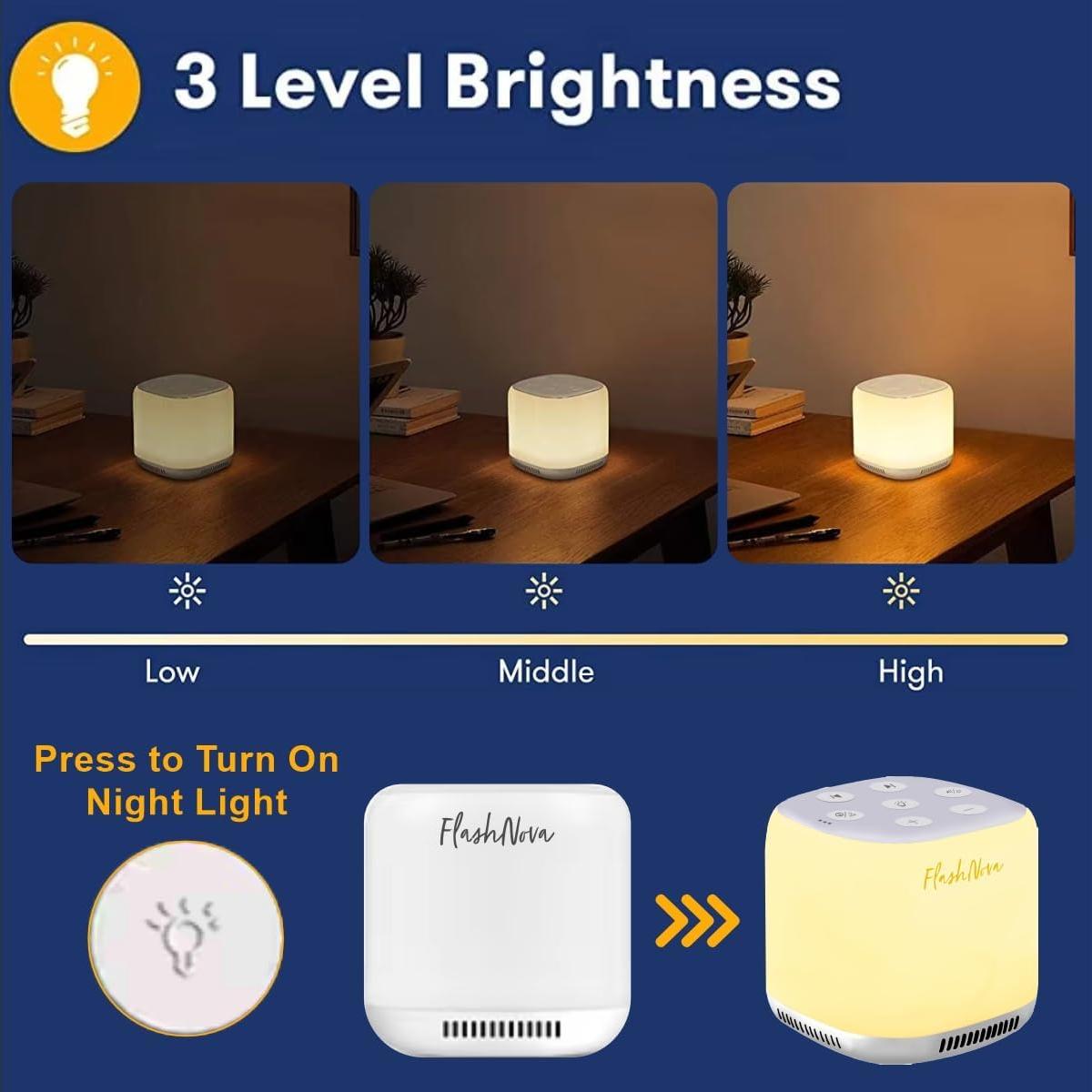 Máquina de Ruido Blanco FlashNova con Luz Nocturna - 34 Sonidos