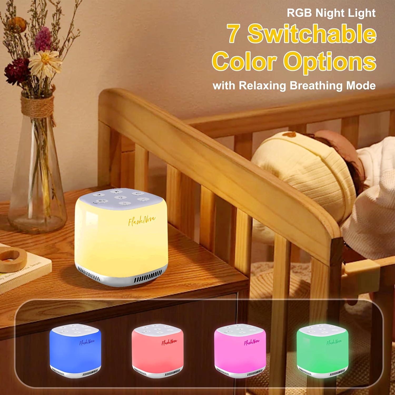 Máquina de Ruido Blanco FlashNova con Luz Nocturna - 34 Sonidos