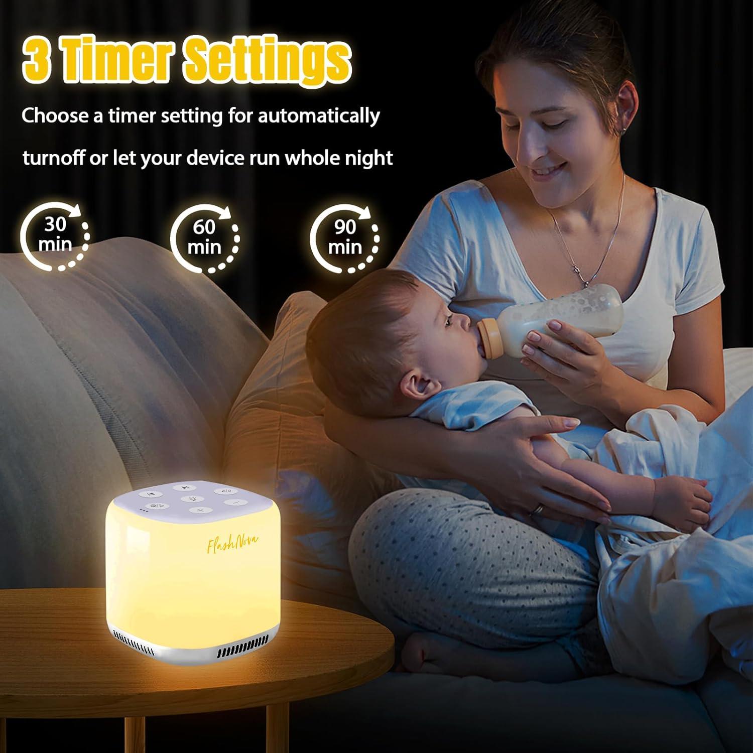 Máquina de Ruido Blanco FlashNova con Luz Nocturna - 34 Sonidos