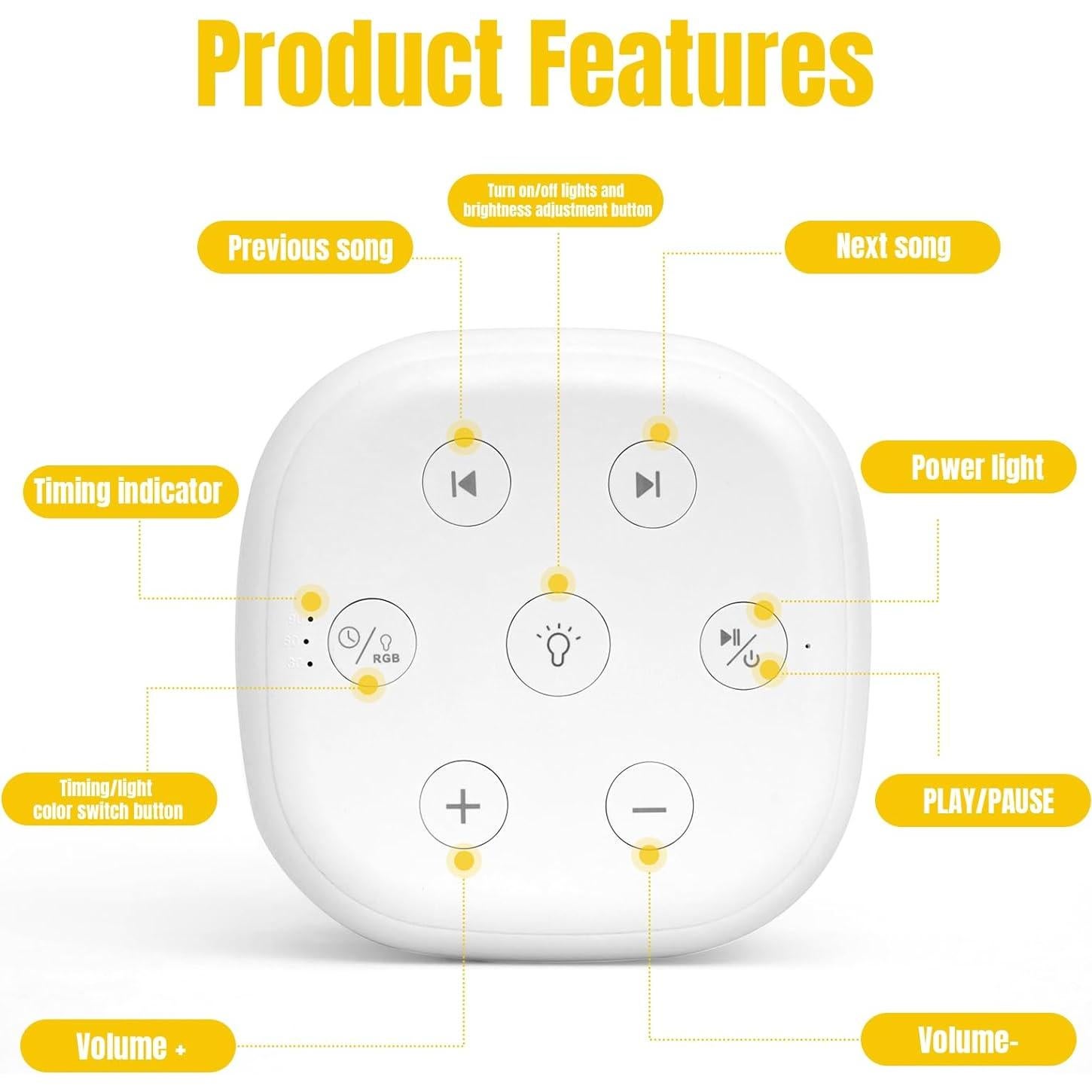 Máquina de Ruido Blanco FlashNova con Luz Nocturna - 34 Sonidos