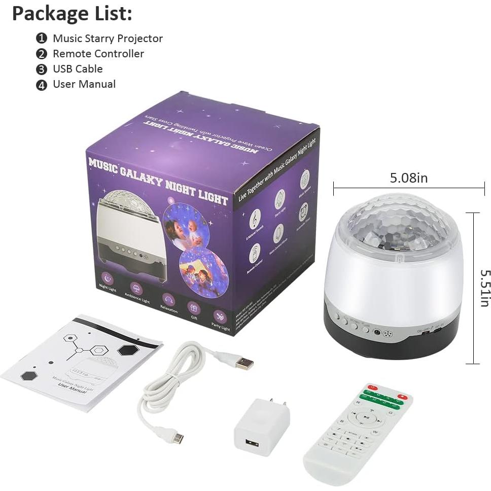 Proyector de Estrellas LED RENXIN-INC con Sonido Blanco y Control Remoto