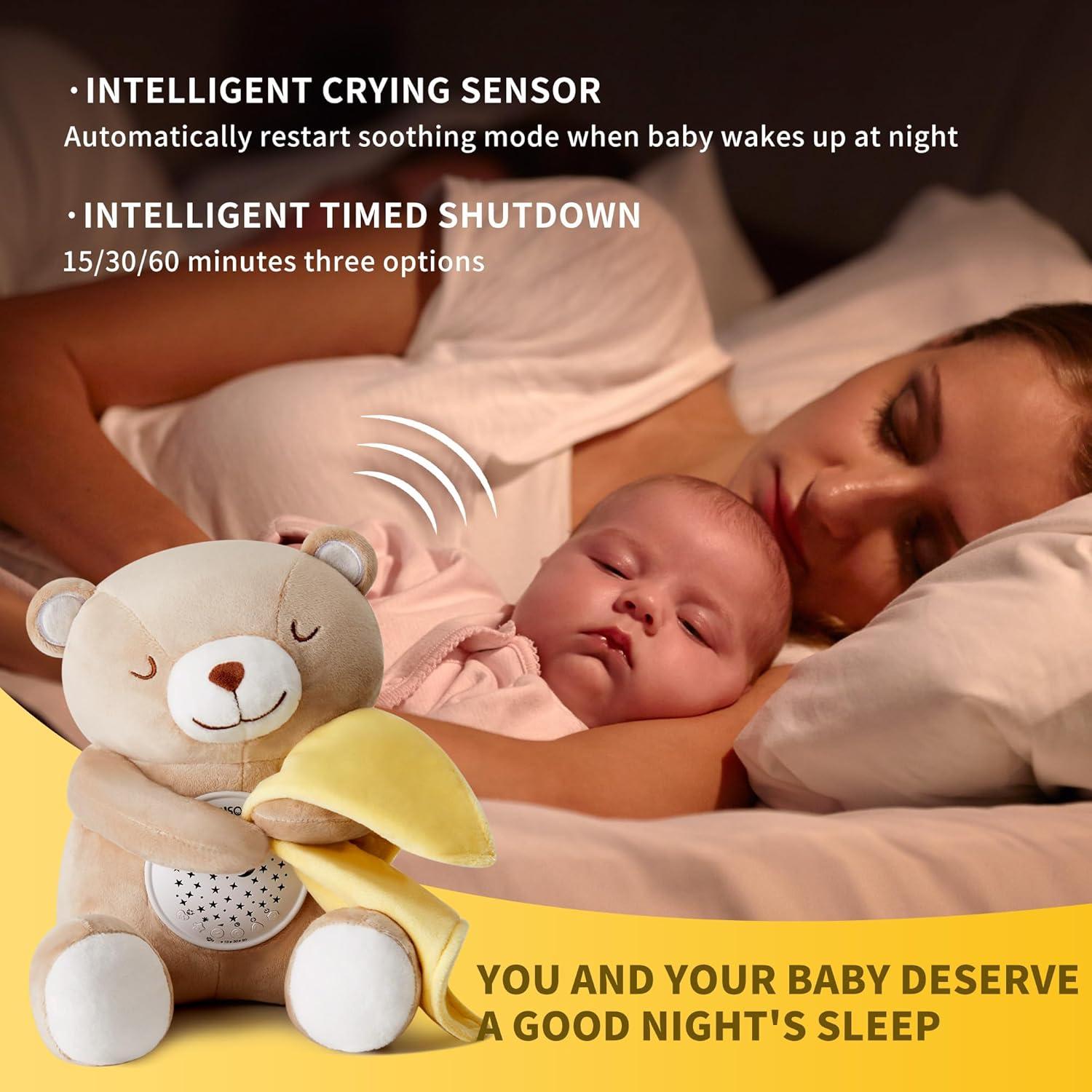 Apunol Baby Sleep Soother - Osito de Peluche con Luz y Sonido