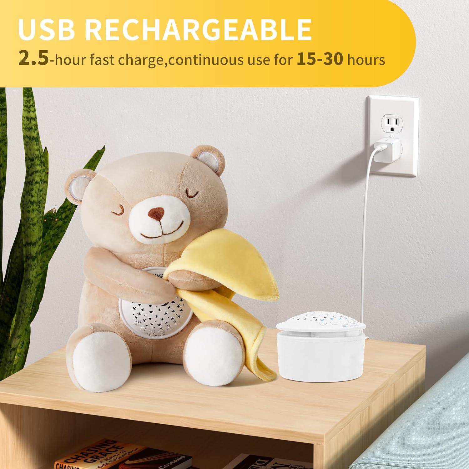 Apunol Baby Sleep Soother - Osito de Peluche con Luz y Sonido