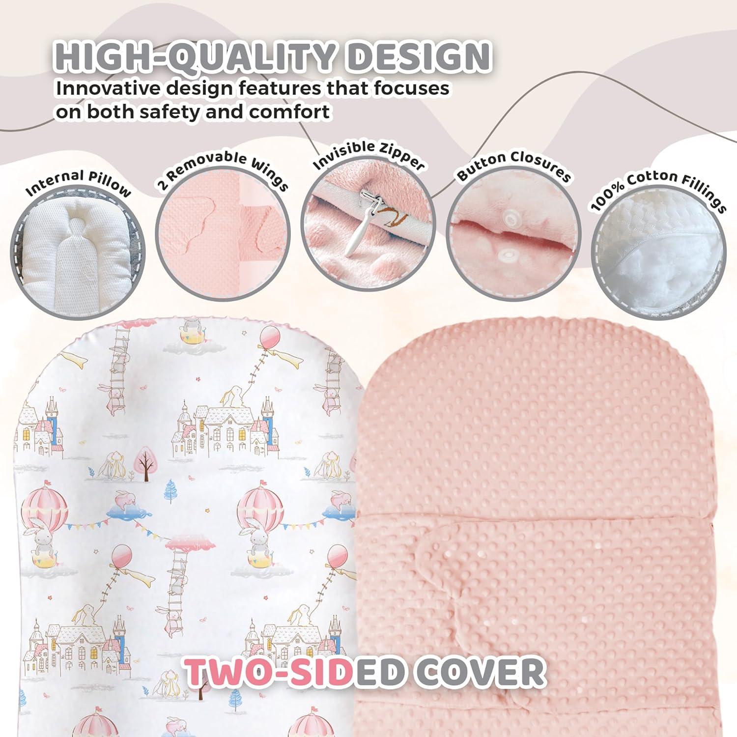 Cojín para Bebé Brunees 2-en-1 Algodón Rosa 95.2x54.9cm