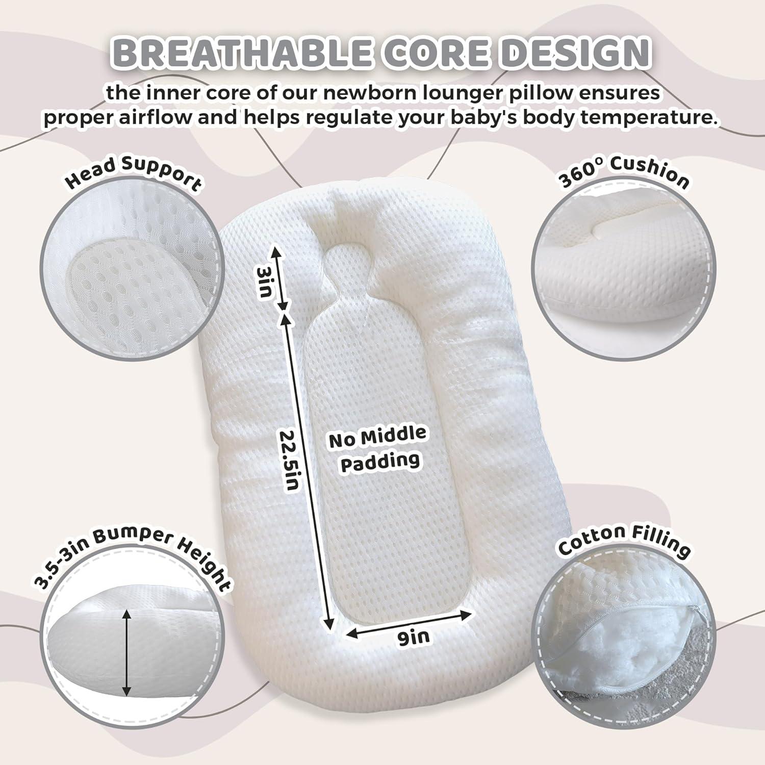 Cojín para Bebé Brunees 2-en-1 Algodón Rosa 95.2x54.9cm