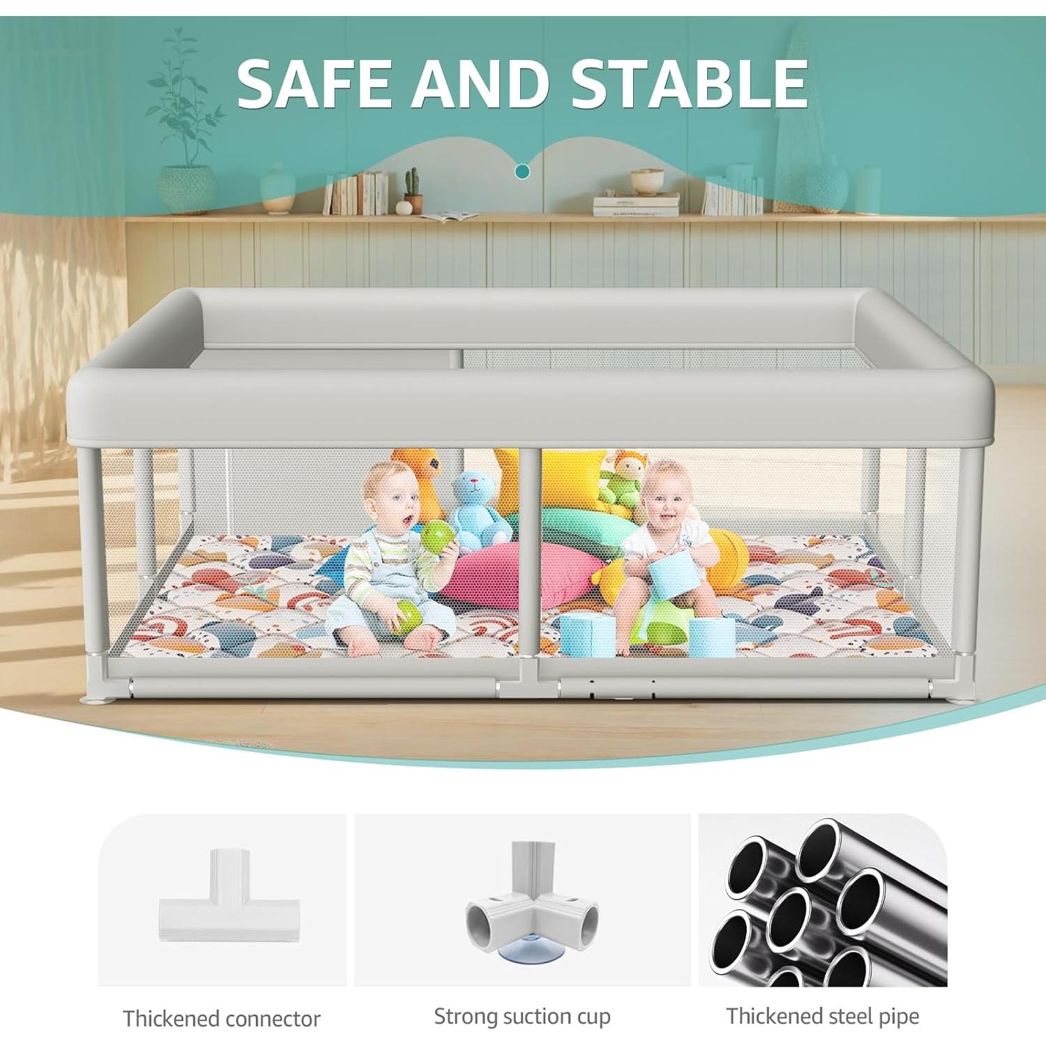 Parque Infantil Hiaksedt 165x127 cm con Alfombra y Puerta