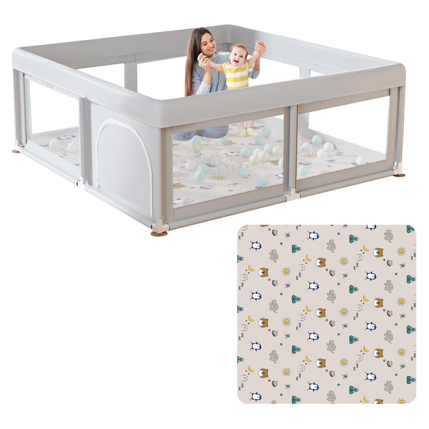 Parque Infantil con Alfombra BWL001 para Bebés 127x127 cm