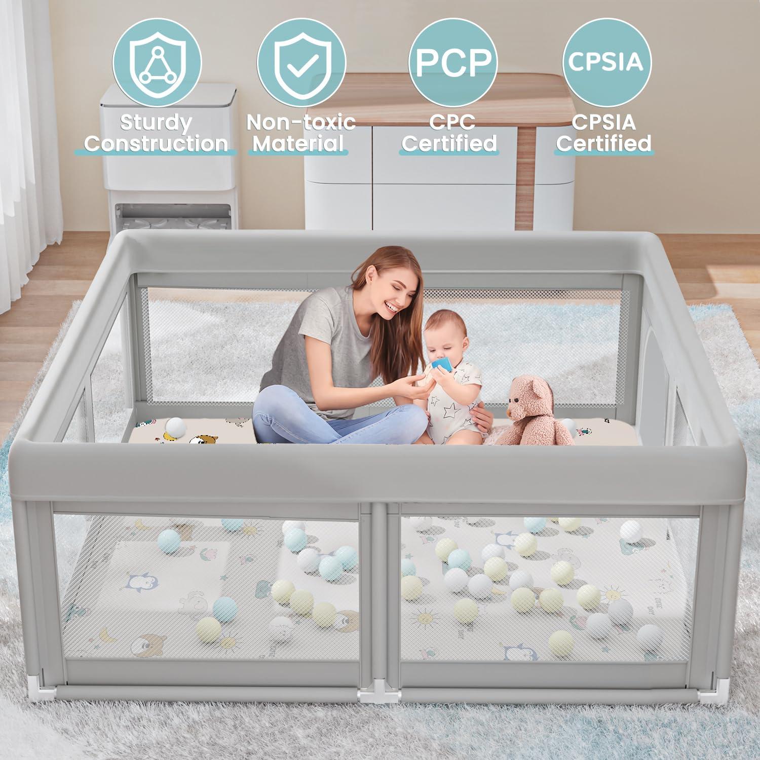 Parque Infantil con Alfombra BWL001 para Bebés 127x127 cm