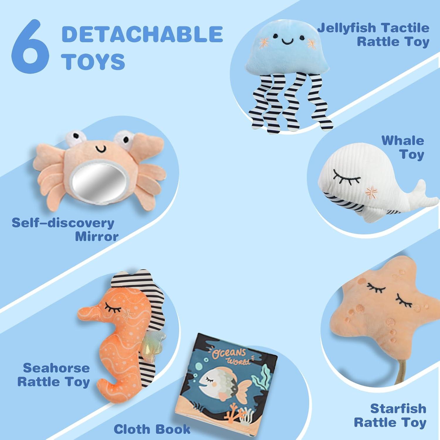 Alfombra de Juego para Bebés Suihuooo Beige 106x98 cm con 6 Juguetes